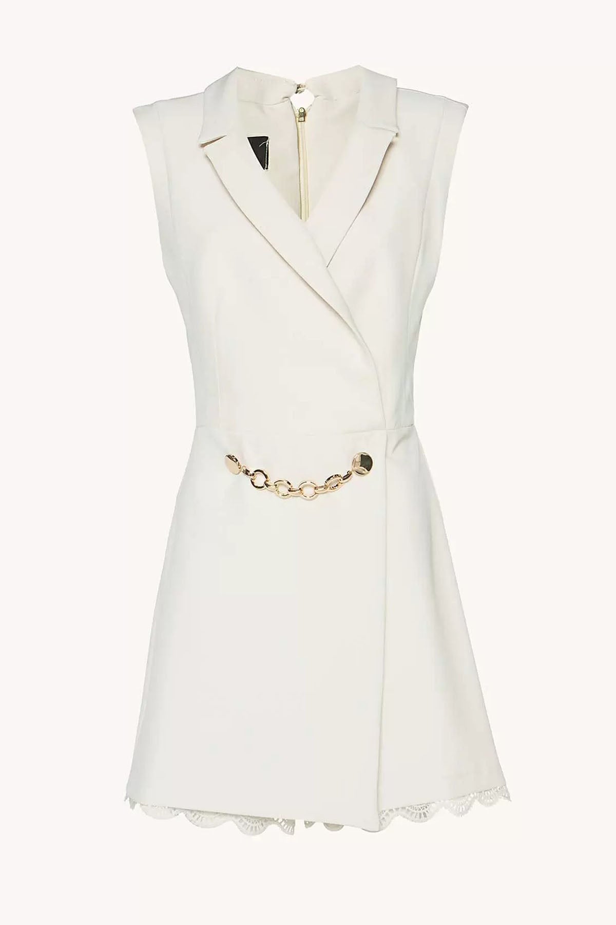 Lynne Metal Aksesuarlı Kruvaze Mini Tulum-Libas Trendy Fashion Store