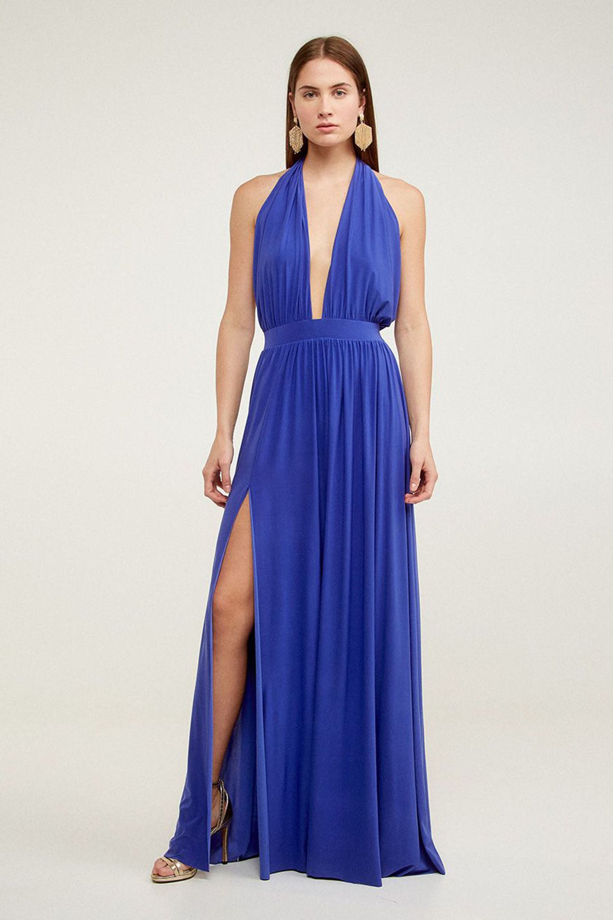 Bsb Sırtı Açık Yırtmaçlı Maxi Abiye-Libas Trendy Fashion Store