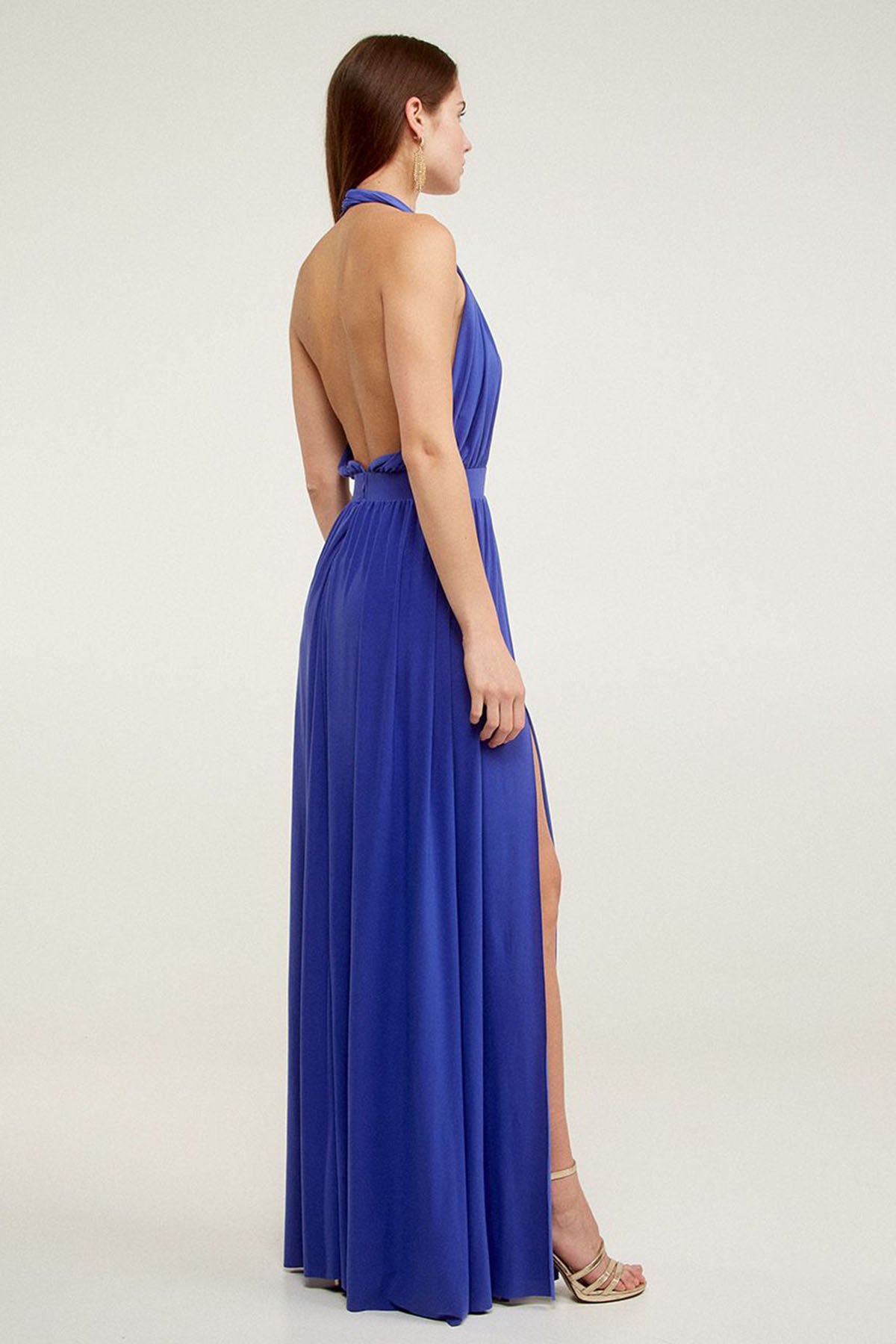 Bsb Sırtı Açık Yırtmaçlı Maxi Abiye-Libas Trendy Fashion Store