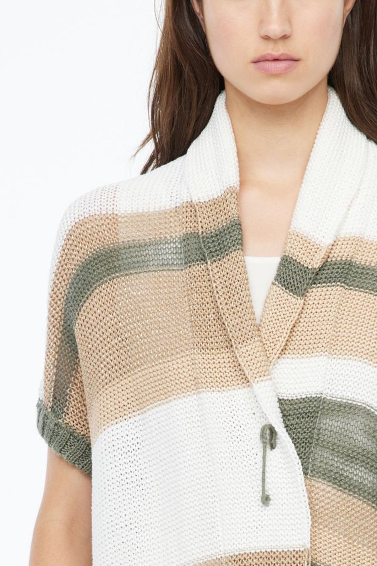 Sarah Pacini Renk Bloklu Şal Yaka Triko Ceket-Libas Trendy Fashion Store