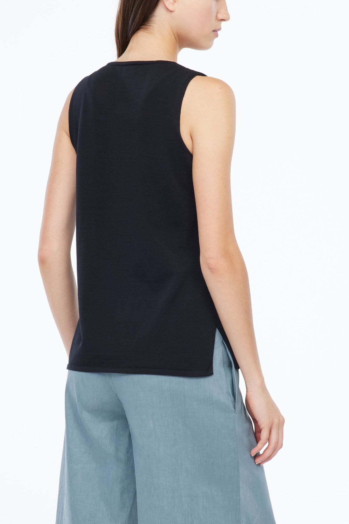 Sarah Pacini Blok Renkli Desenli Kolsuz Örme Bluz-Libas Trendy Fashion Store