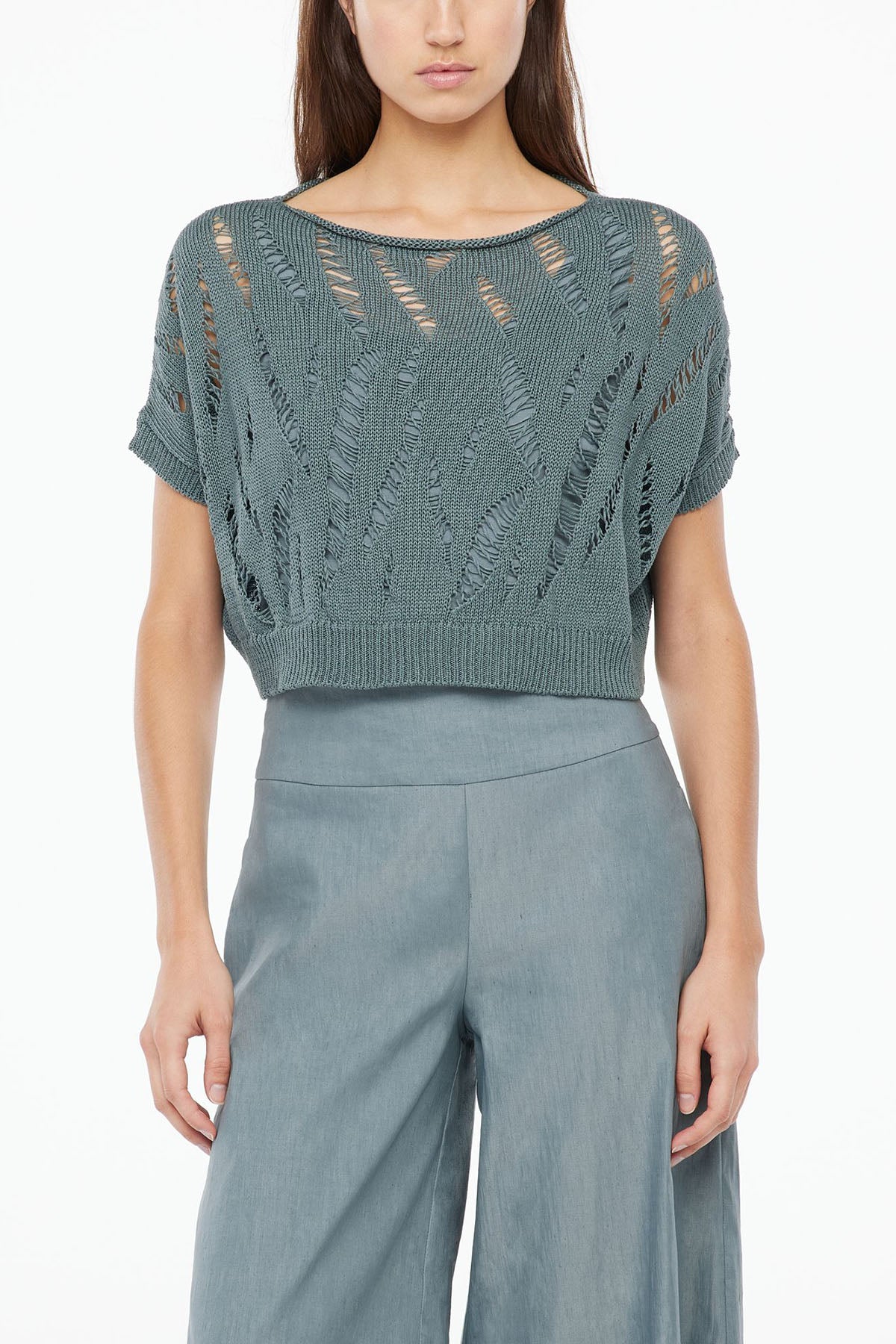 Sarah Pacini Geniş Kesim Crop Örme Bluz-Libas Trendy Fashion Store