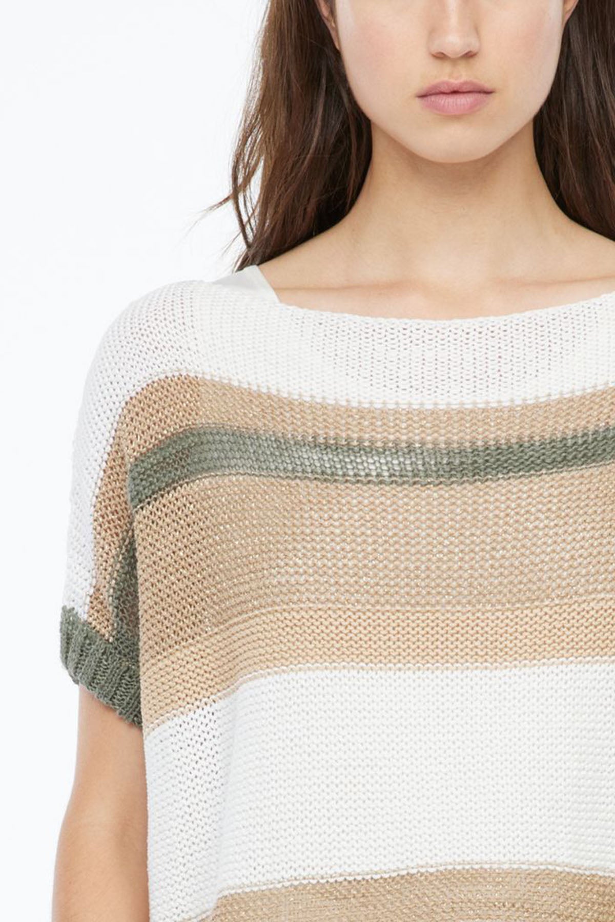 Sarah Pacini Geniş Kesim Kayık Yaka Ketenli Örme Triko-Libas Trendy Fashion Store