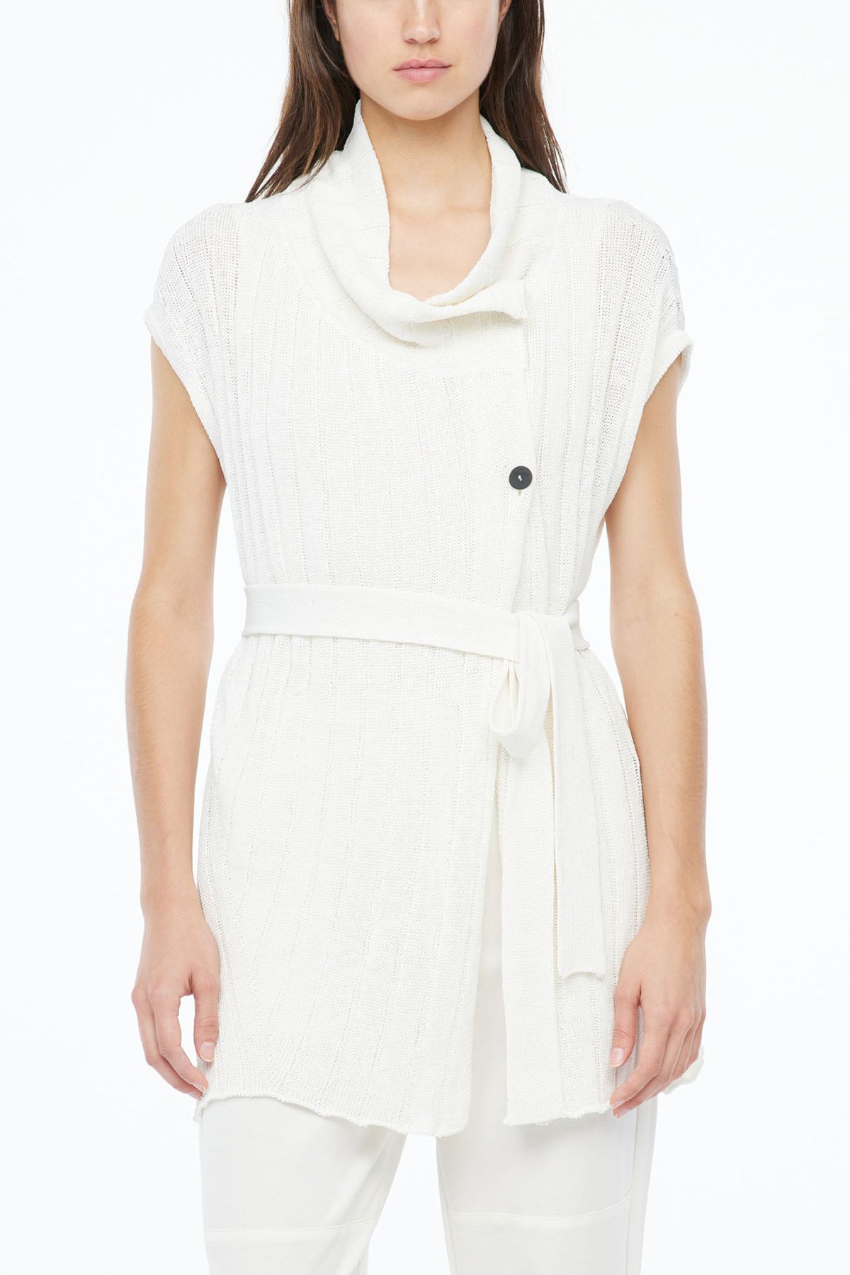 Sarah Pacini Belden Kuşaklı Ketenli Triko Ceket-Libas Trendy Fashion Store
