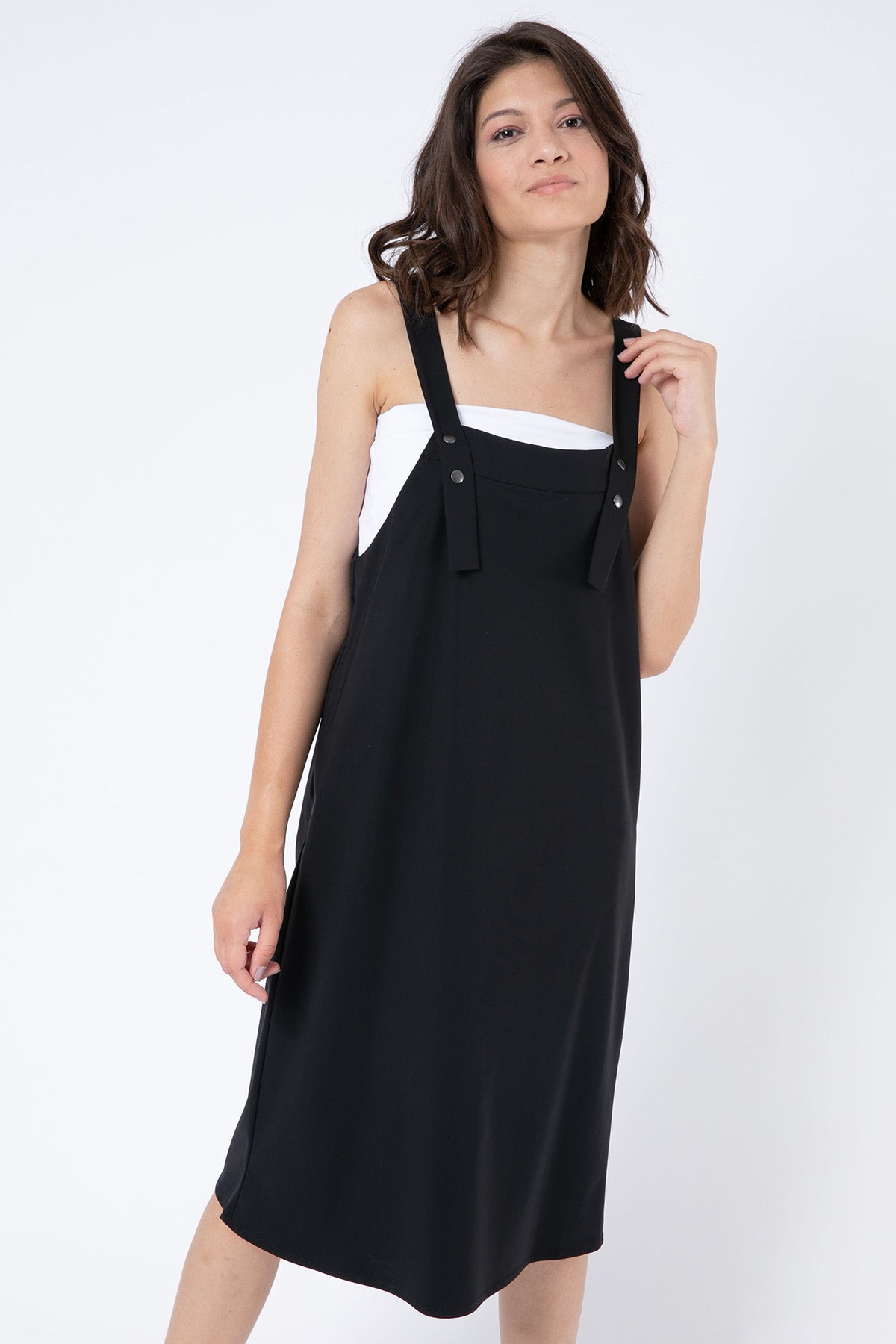 Sarah Pacini Askılı Streç Midi Elbise-Libas Trendy Fashion Store