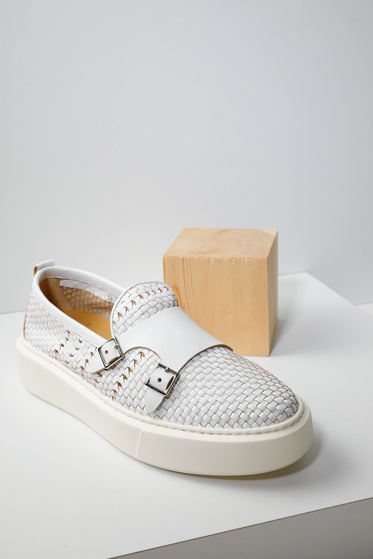 Henderson Gloria Çift Tokalı Örgü Deri Loafer Ayakkabı-Libas Trendy Fashion Store