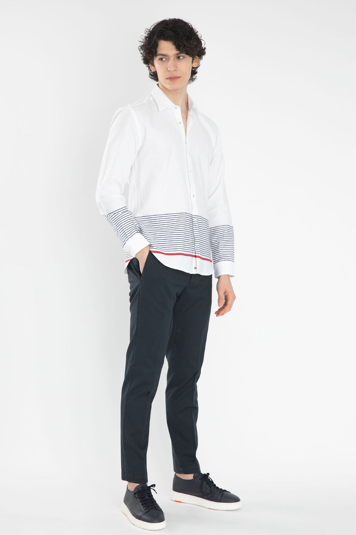 Poggianti Firenze Klasik Yaka Çizgili Gömlek-Libas Trendy Fashion Store