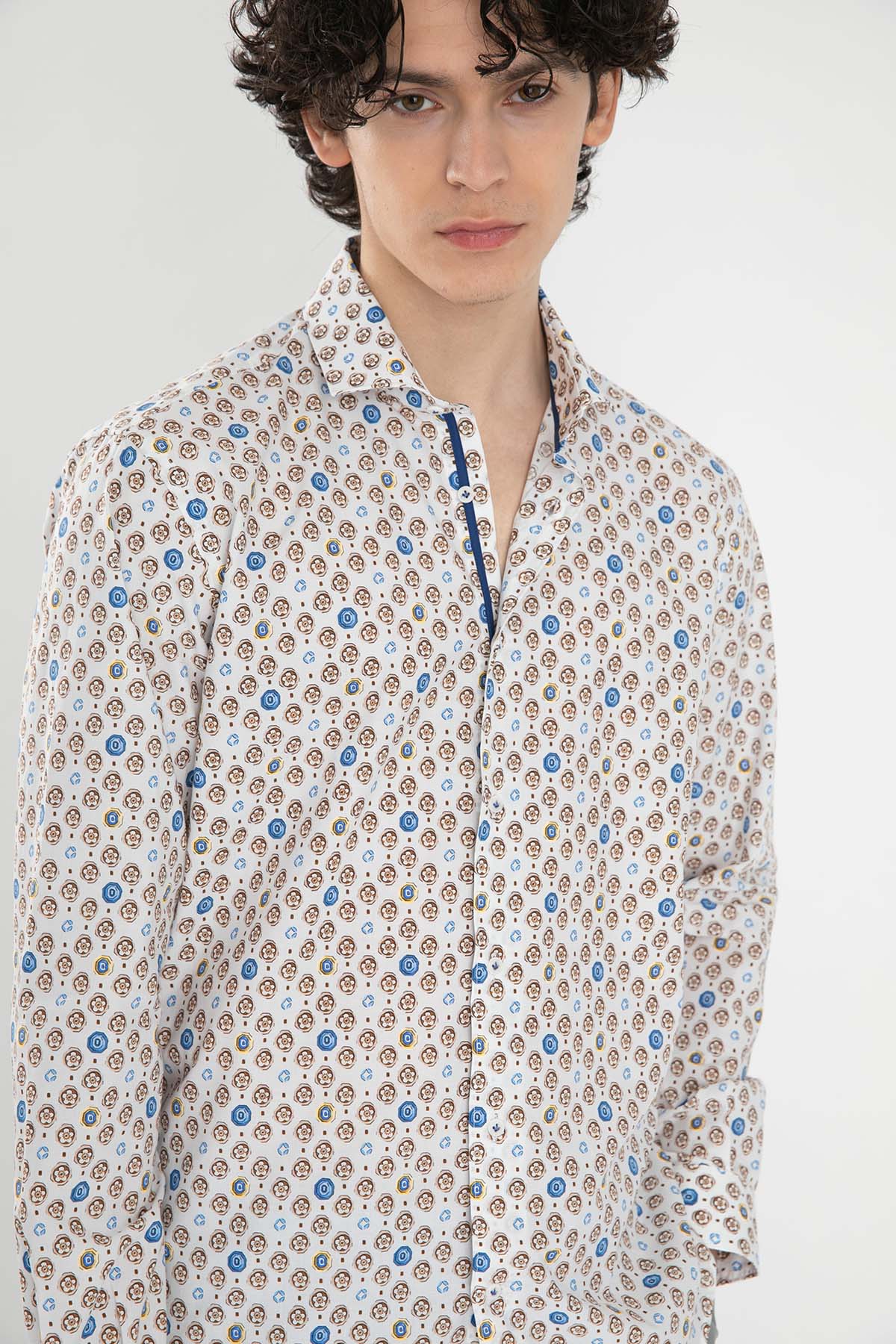 Poggianti Bucine İtalyan Yaka Desenli Gömlek-Libas Trendy Fashion Store