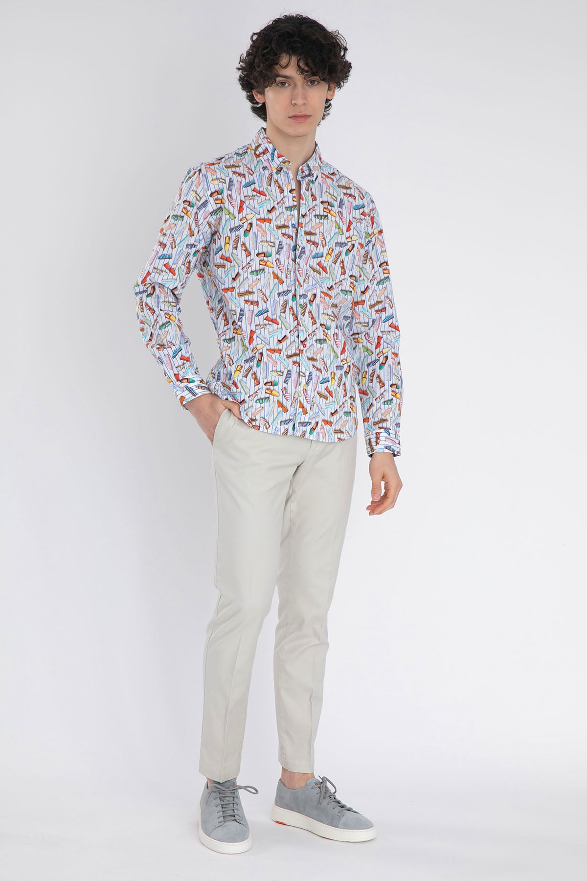 Poggianti Firenze Klasik Düğmeli Yaka Espadril Desenli Çizgili Gömlek-Libas Trendy Fashion Store