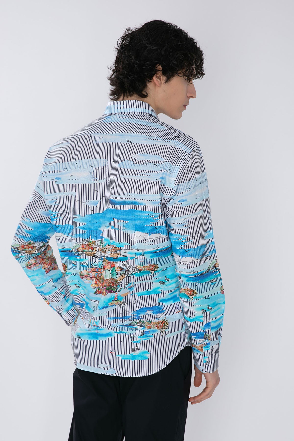 Poggianti Firenze Klasik Yaka Çizgili Desenli Gömlek-Libas Trendy Fashion Store