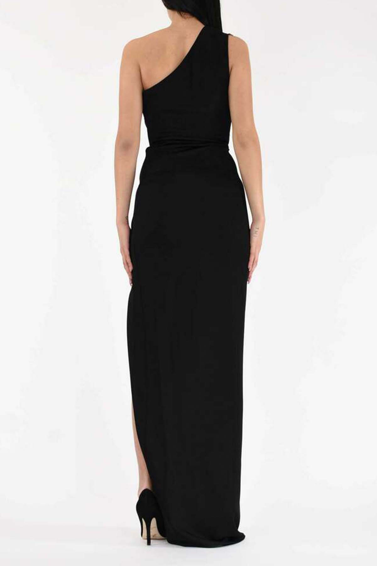 Elisabetta Franchi Tek Omuz Zincir Aksesuarlı Uzun Elbise-Libas Trendy Fashion Store