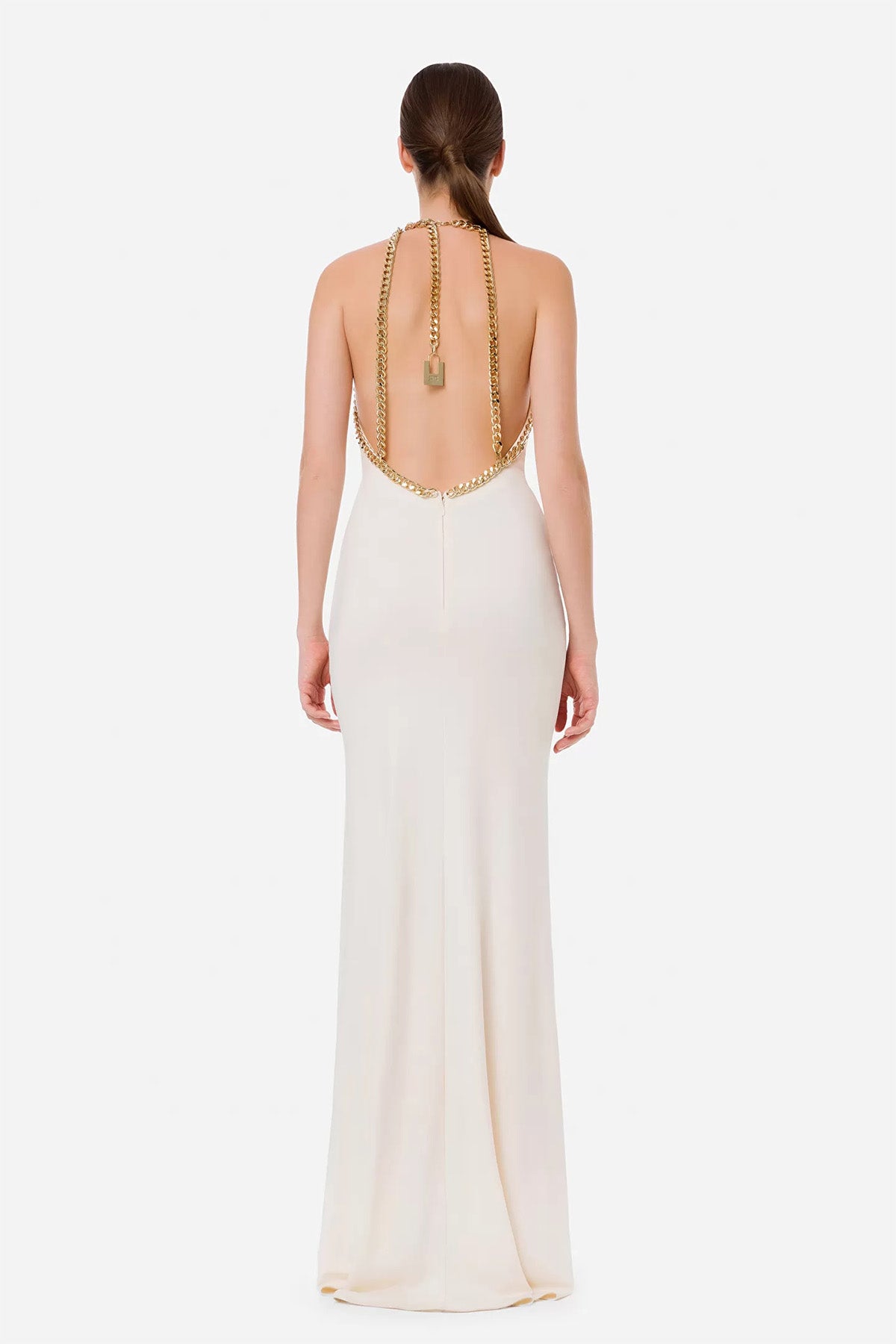 Elisabetta Franchi Zincir Aksesuarlı Sırt Dekolteli Uzun Elbise-Libas Trendy Fashion Store