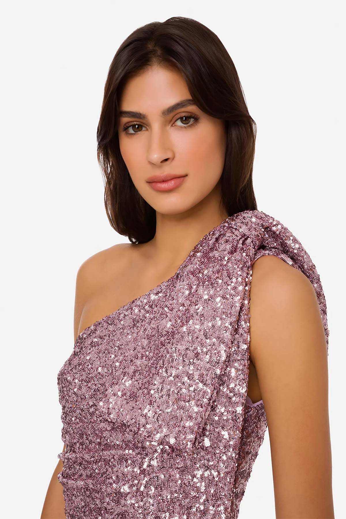 Elisabetta Franchi Tek Omuz Payetli Uzun Elbise-Libas Trendy Fashion Store