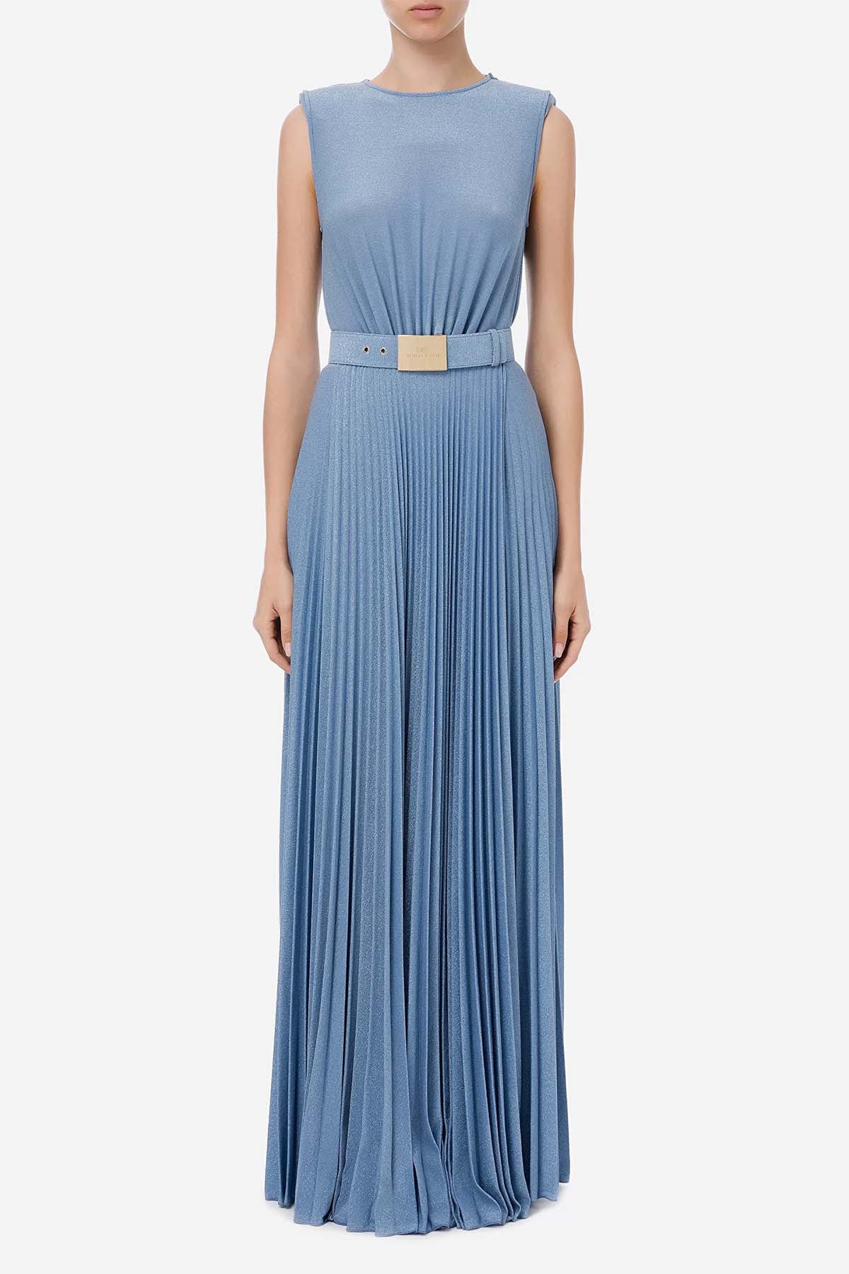 Elisabetta Franchi Kemerli Ve Piliseli Uzun Elbise-Libas Trendy Fashion Store