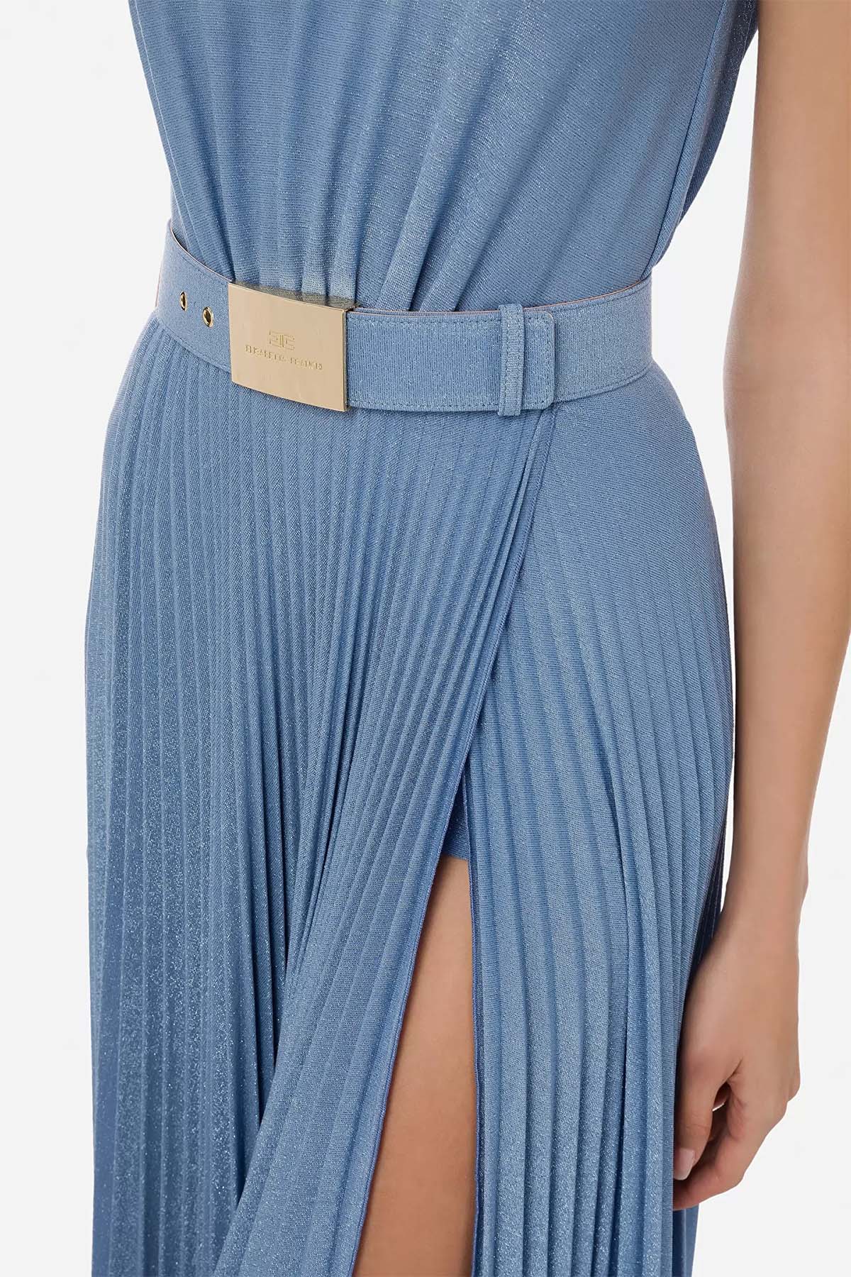 Elisabetta Franchi Kemerli Ve Piliseli Uzun Elbise-Libas Trendy Fashion Store