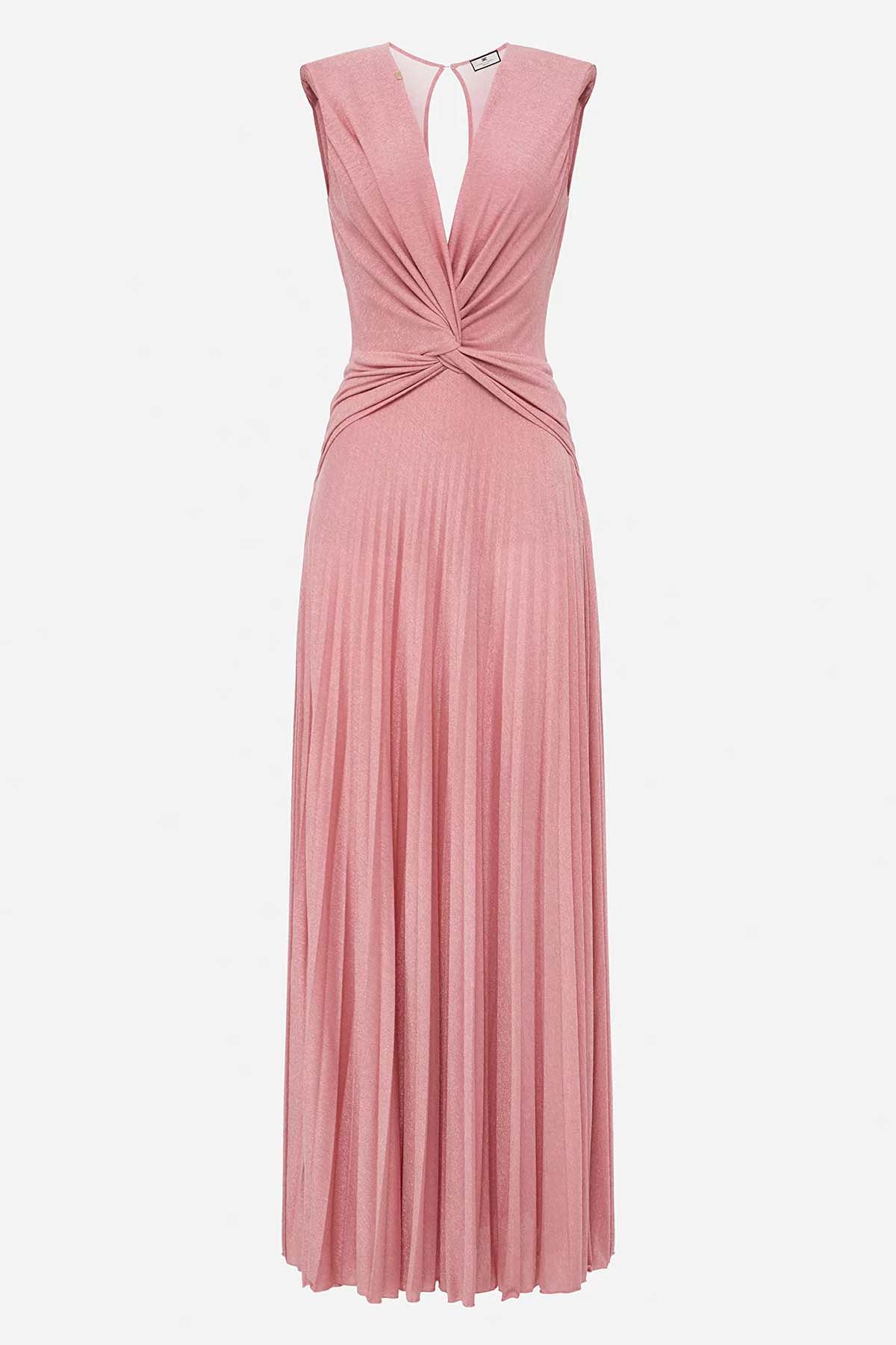 Elisabetta Franchi Drape Ve Pilise Uzun Elbise-Libas Trendy Fashion Store