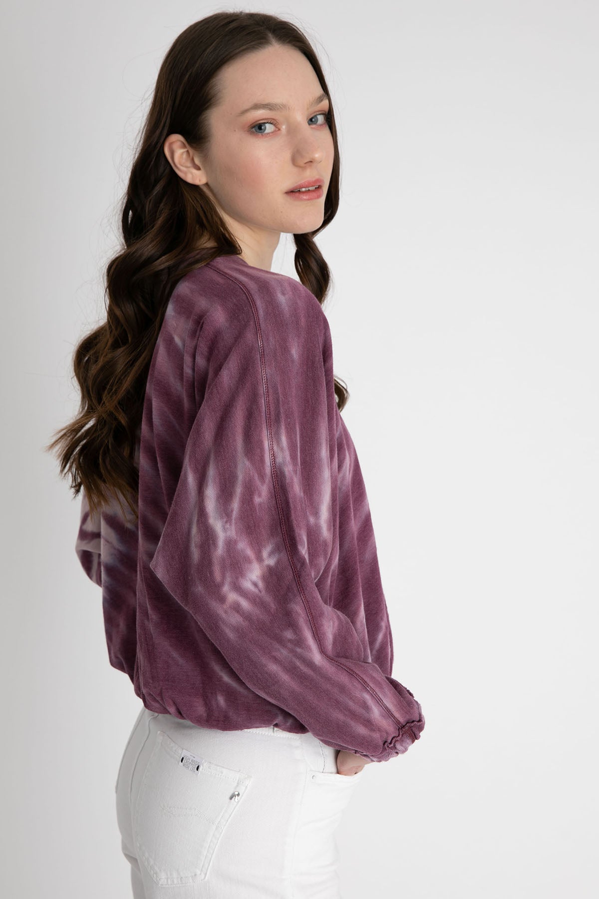 7 For All Mankind Geniş Kesim Belden Lastikli Batik Sweatshirt-Libas Trendy Fashion Store