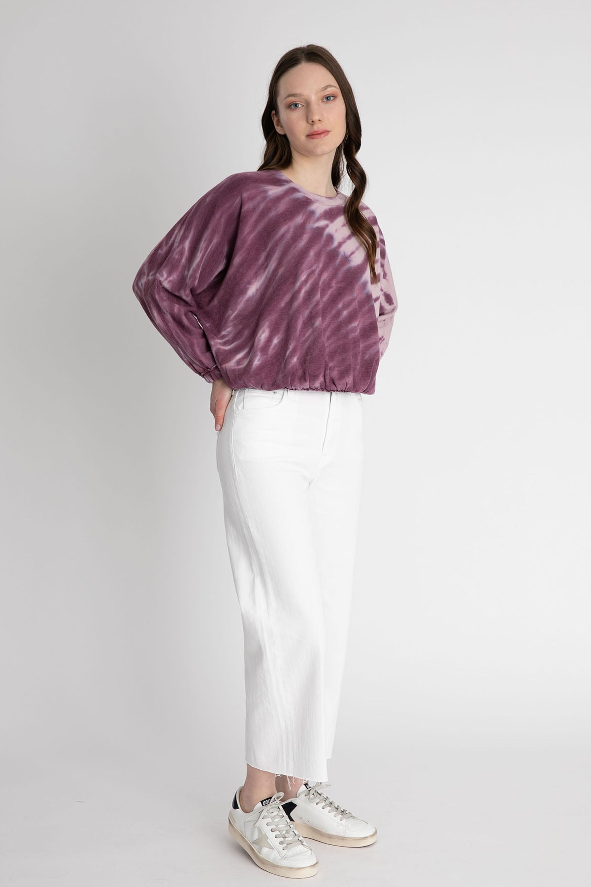 7 For All Mankind Geniş Kesim Belden Lastikli Batik Sweatshirt-Libas Trendy Fashion Store