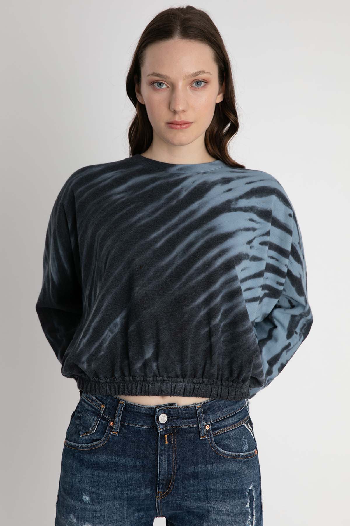 7 For All Mankind Geniş Kesim Belden Lastikli Batik Sweatshirt-Libas Trendy Fashion Store