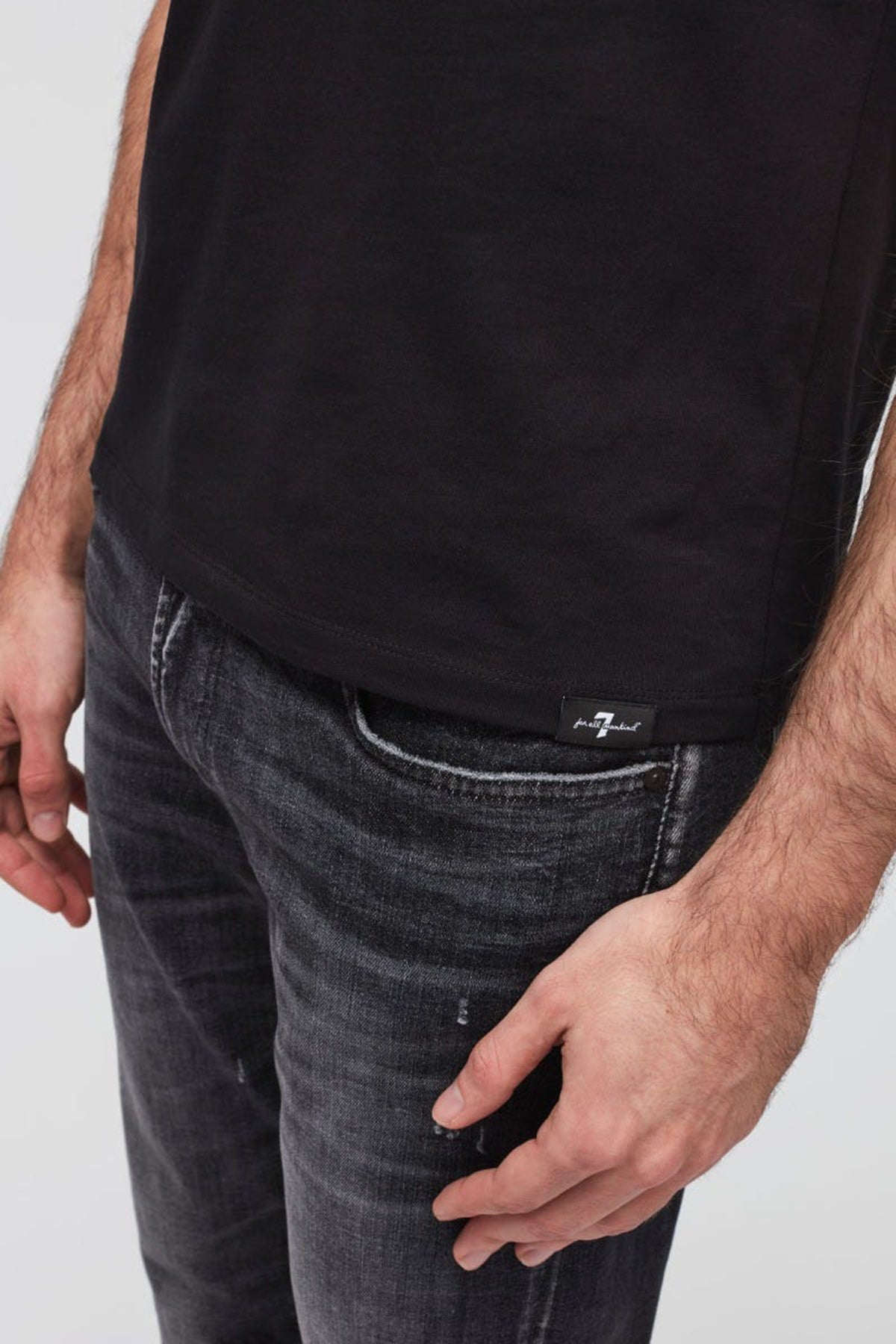 7 For All Mankind Yuvarlak Yaka Luxe Performance Streç T-shirt-Libas Trendy Fashion Store