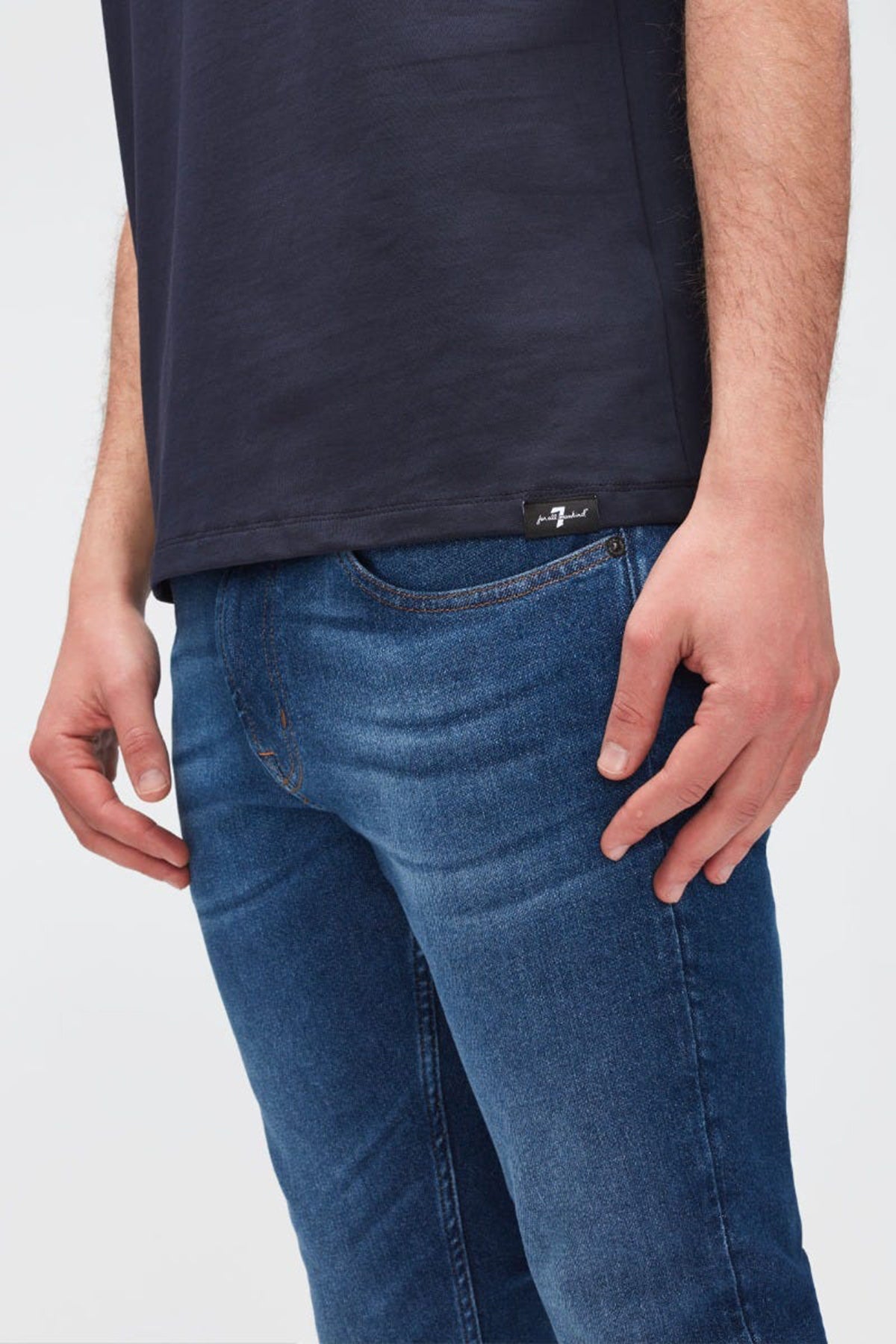 7 For All Mankind Yuvarlak Yaka Luxe Performance Streç T-shirt-Libas Trendy Fashion Store