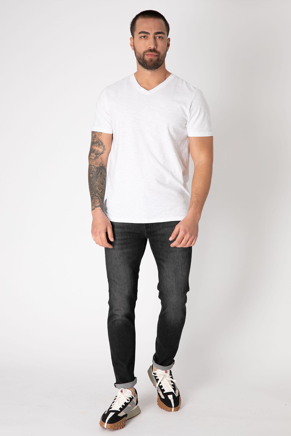 7 For All Mankind V Yaka Organik Pamuklu T-shirt-Libas Trendy Fashion Store