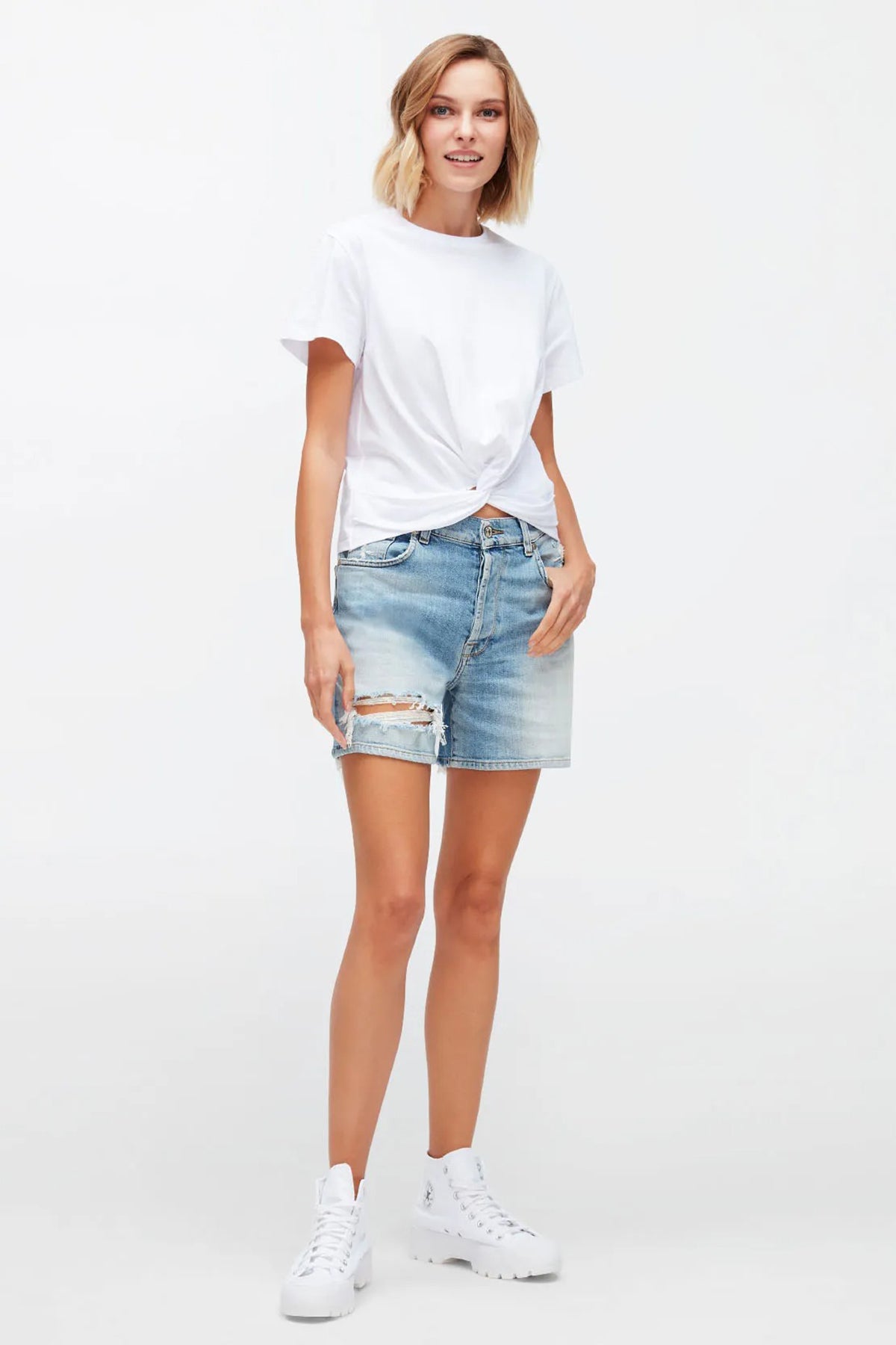 7 For All Mankind Billie Yüksek Bel Jean Streç Şort-Libas Trendy Fashion Store