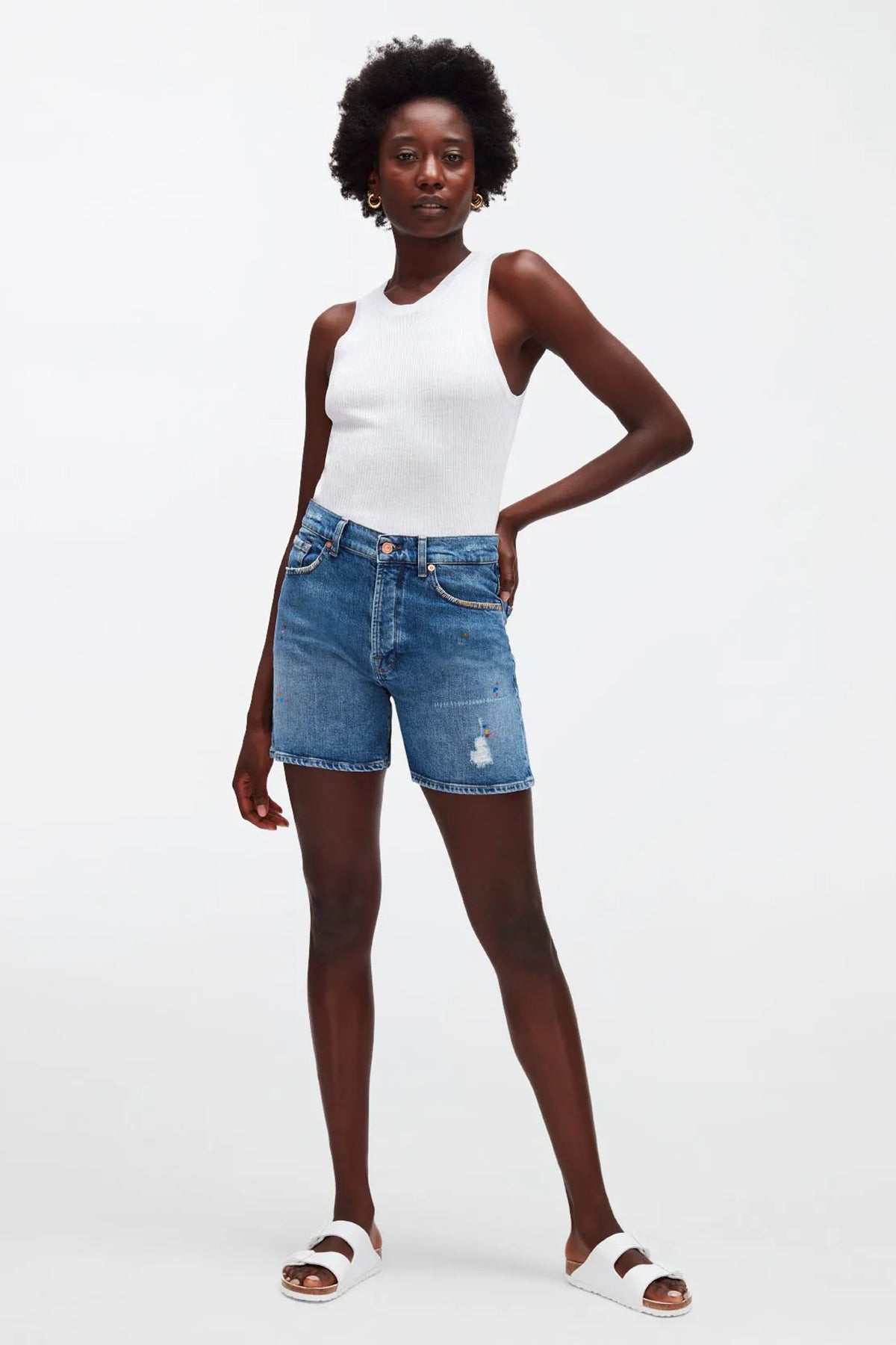 7 For All Mankind Billie Yüksek Bel Jean Streç Şort-Libas Trendy Fashion Store