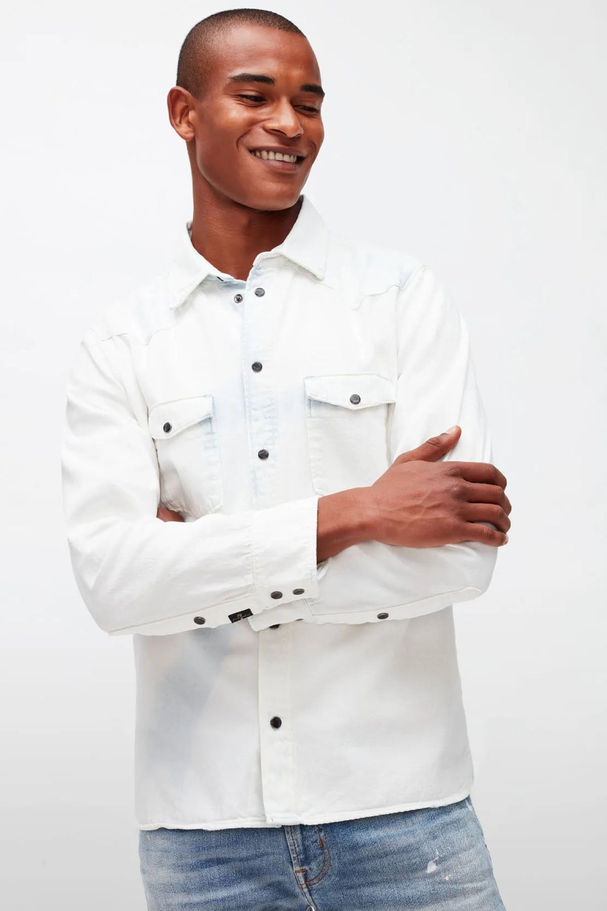 7 For All Mankind Yıkamalı Denim Gömlek-Libas Trendy Fashion Store