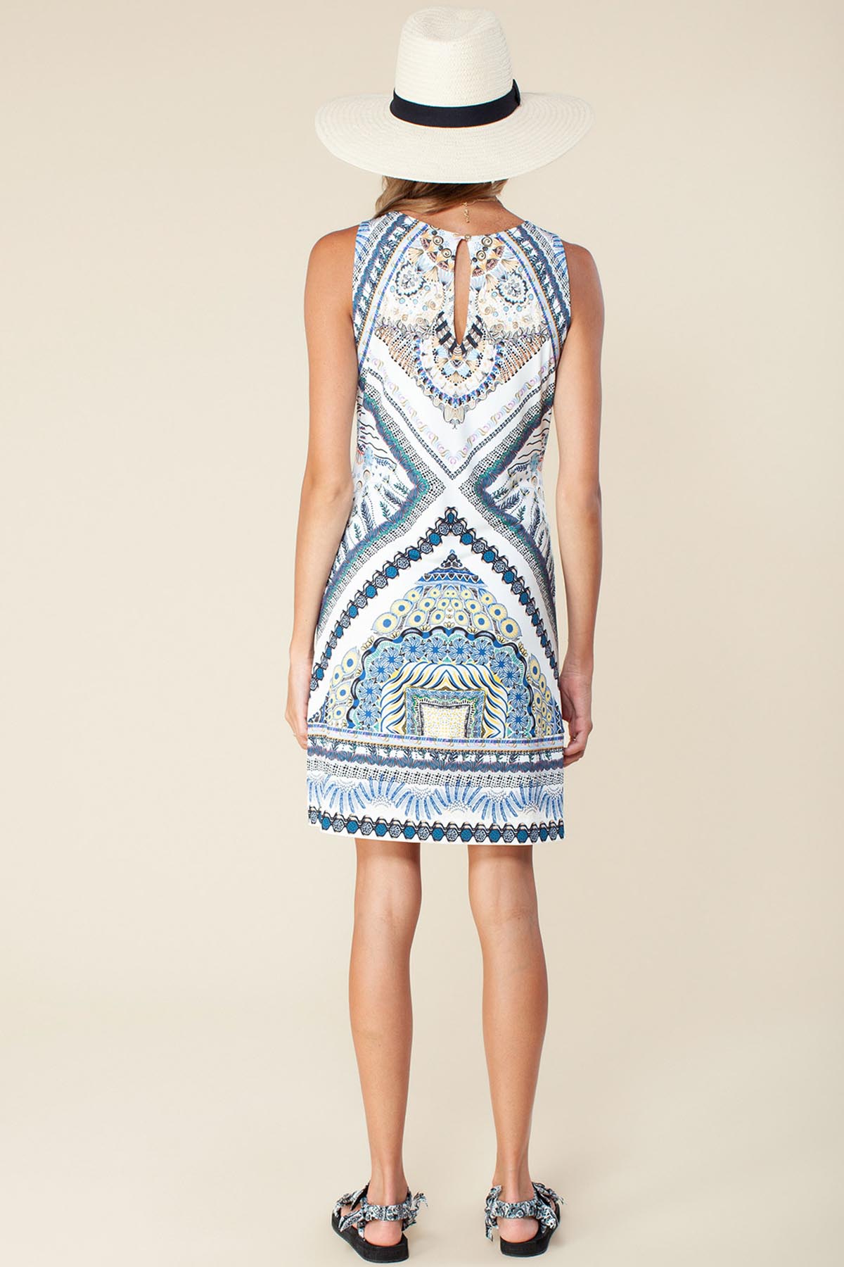 Hale Bob Desenli Dizüstü Kolsuz Elbise-Libas Trendy Fashion Store