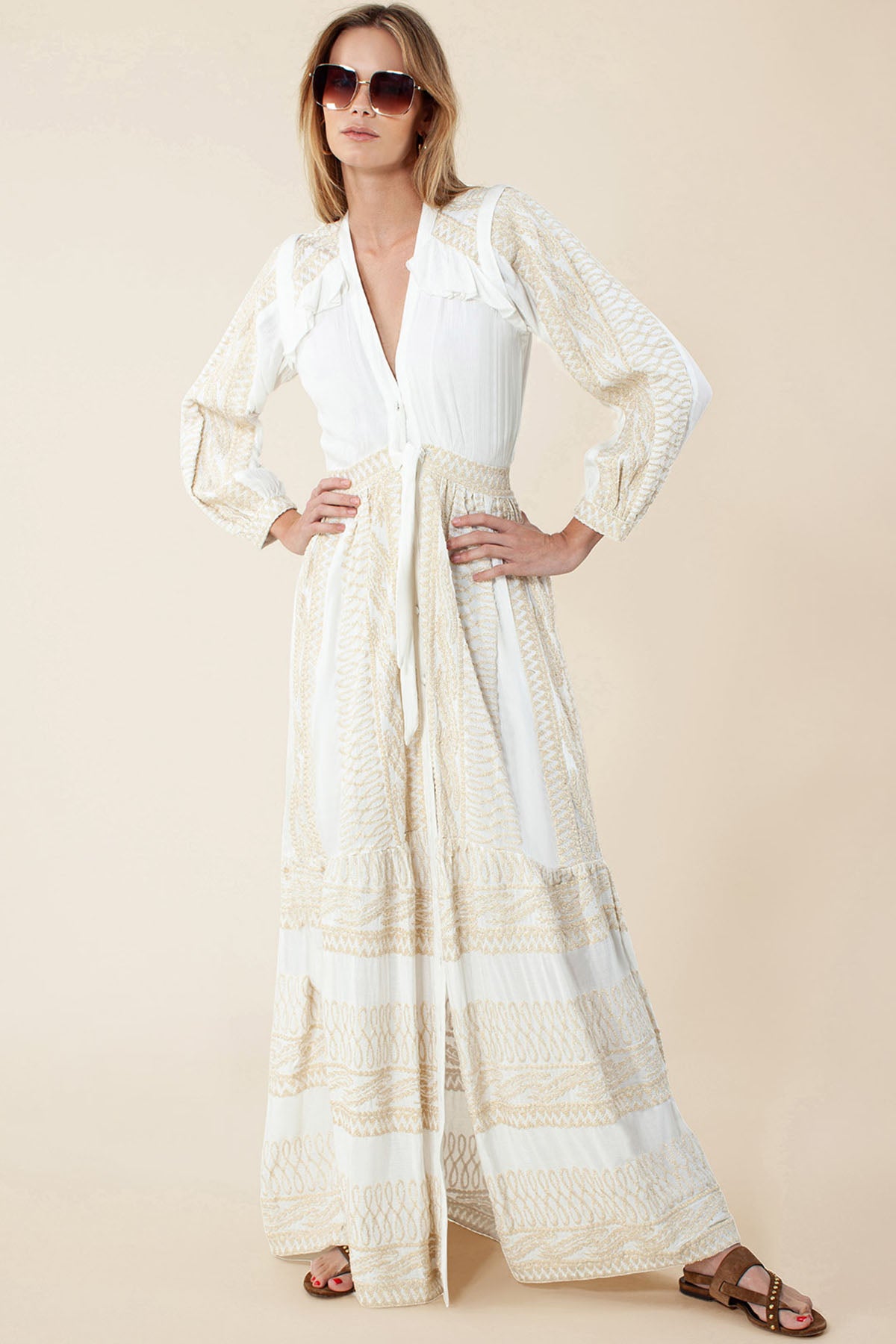 Hale Bob Belden Kuşaklı Maxi Elbise-Libas Trendy Fashion Store