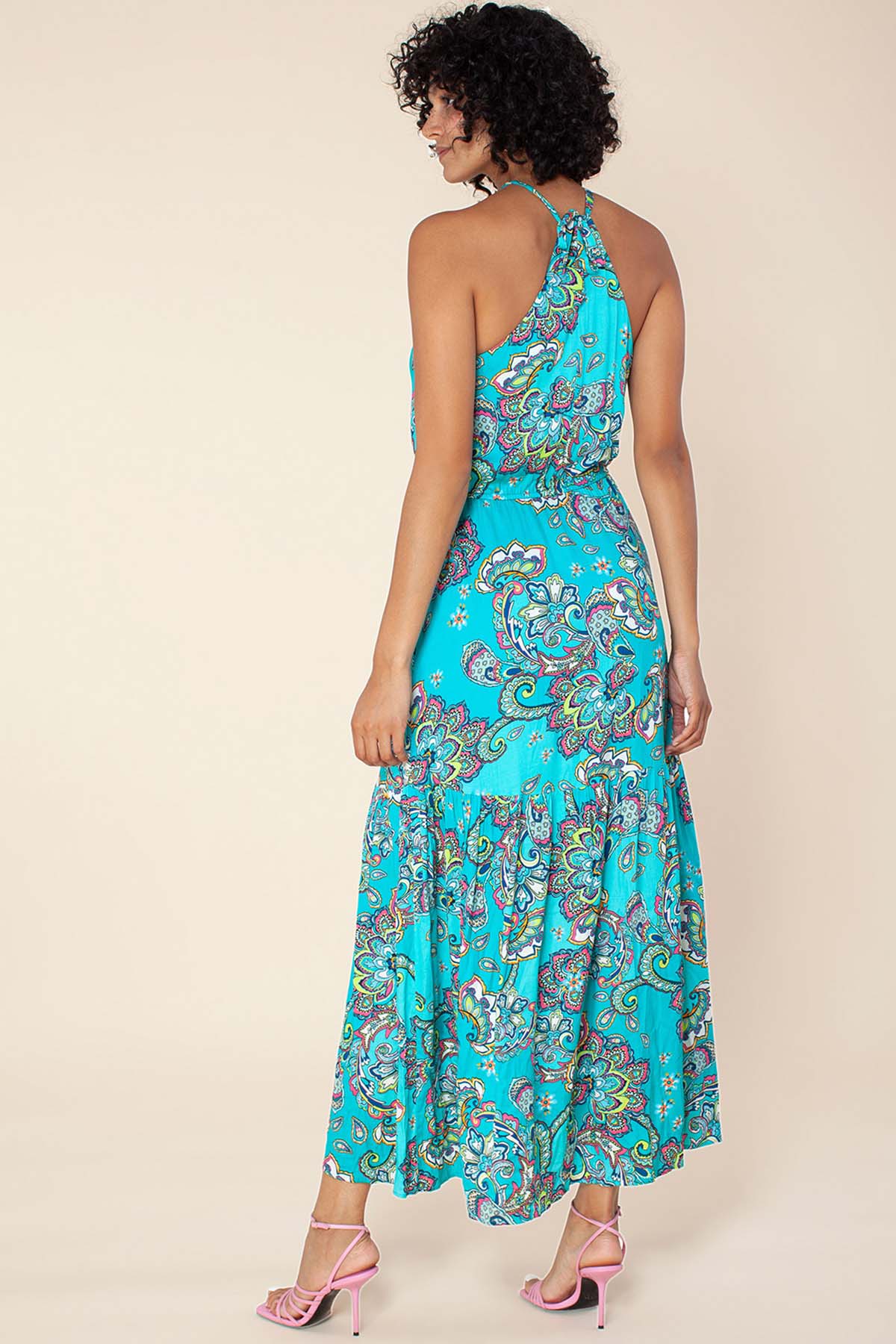 Hale Bob Desenli Maxi Elbise-Libas Trendy Fashion Store