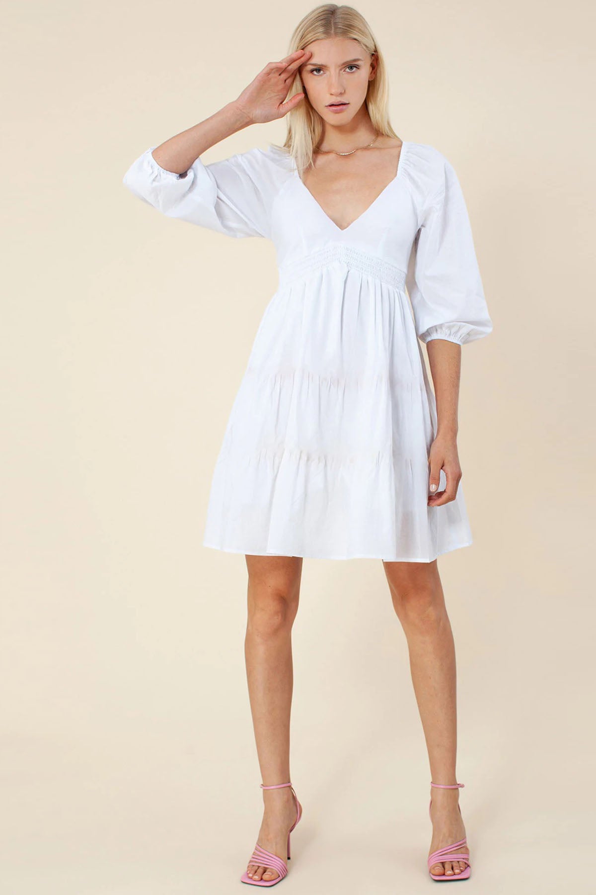 Hale Bob V Yaka Balon Kol Dizüstü Elbise-Libas Trendy Fashion Store