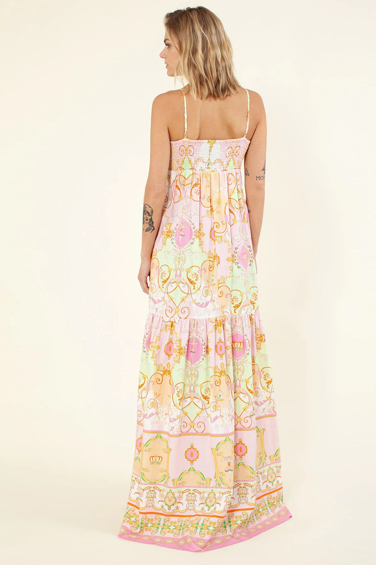 Hale Bob İp Askılı Maxi Desenli Elbise-Libas Trendy Fashion Store