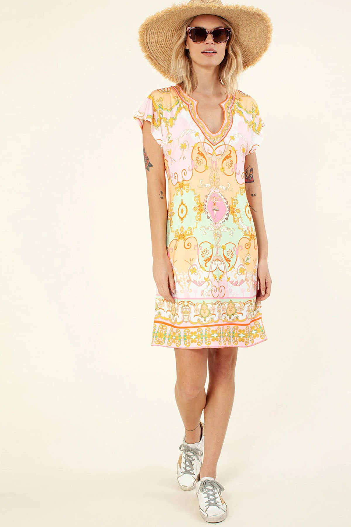 Hale Bob Dizüstü Desenli Elbise-Libas Trendy Fashion Store