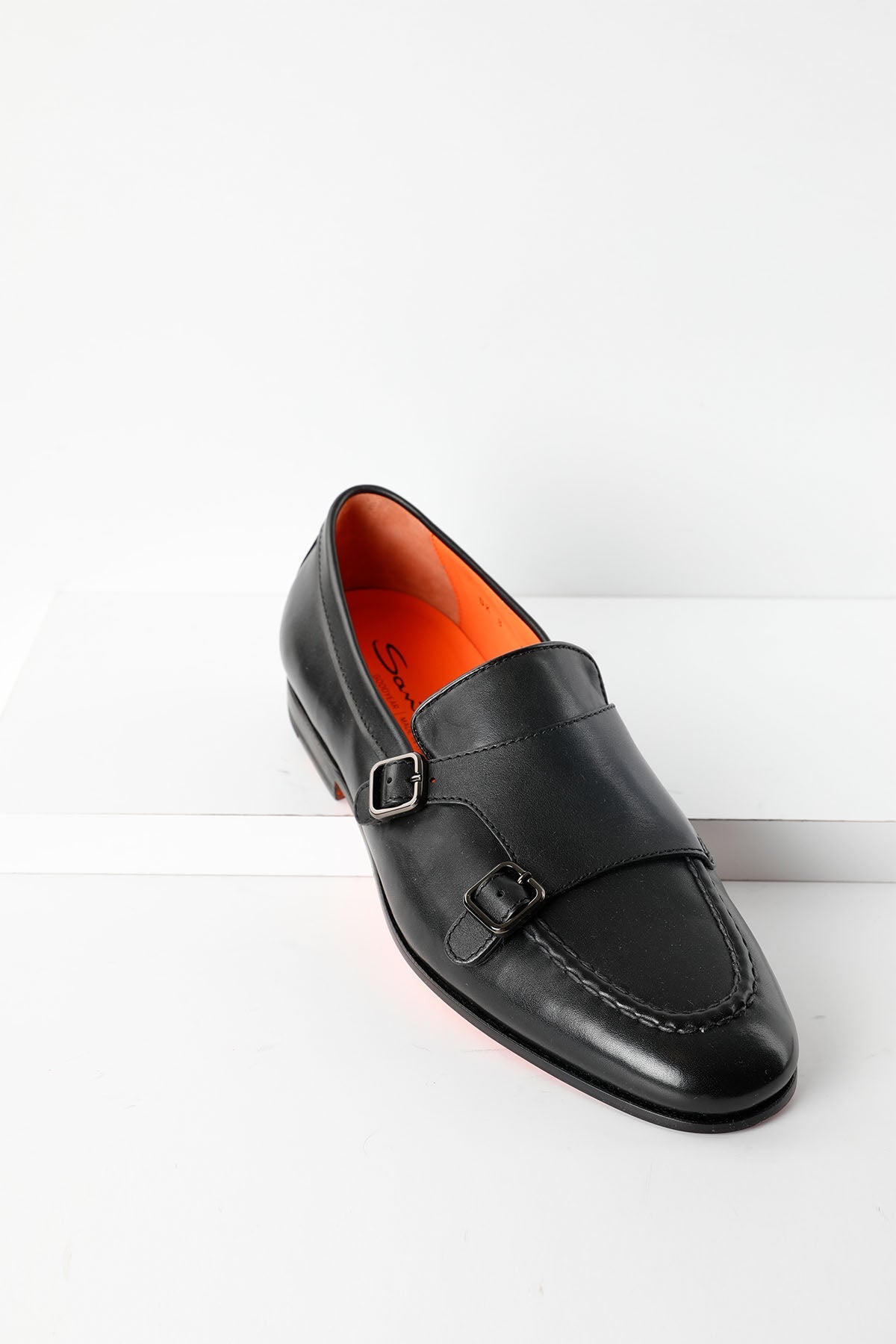 Santoni Goodyear Taban Çift Tokalı Deri Loafer Ayakkabı