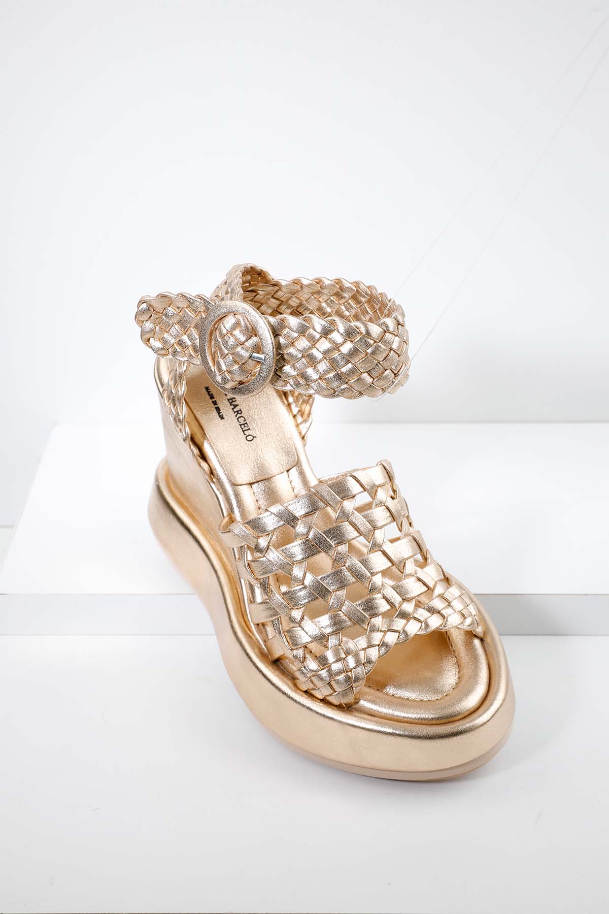 Paloma Barcelo Hiami Dolgu Topuklu Örgü Deri Sandalet-Libas Trendy Fashion Store