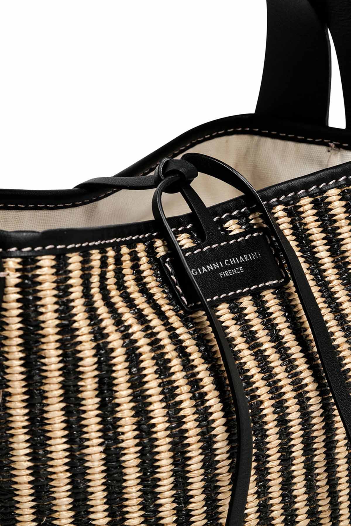 Gianni Chiarini Alba Deri Kombinasyonlu Hasır Örgü Çanta-Libas Trendy Fashion Store