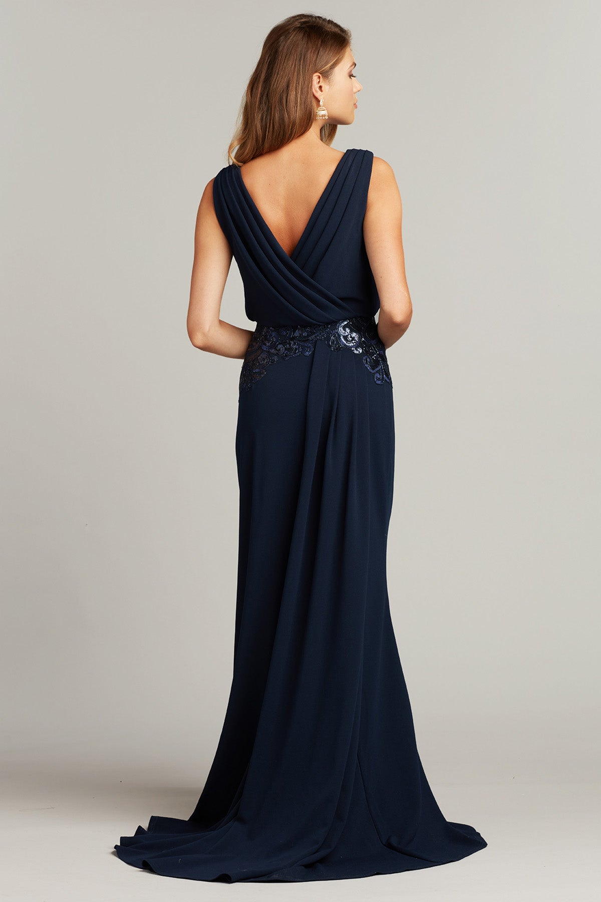 Tadashi Shoji Kolsuz V Sırt Maxi Abiye-Libas Trendy Fashion Store