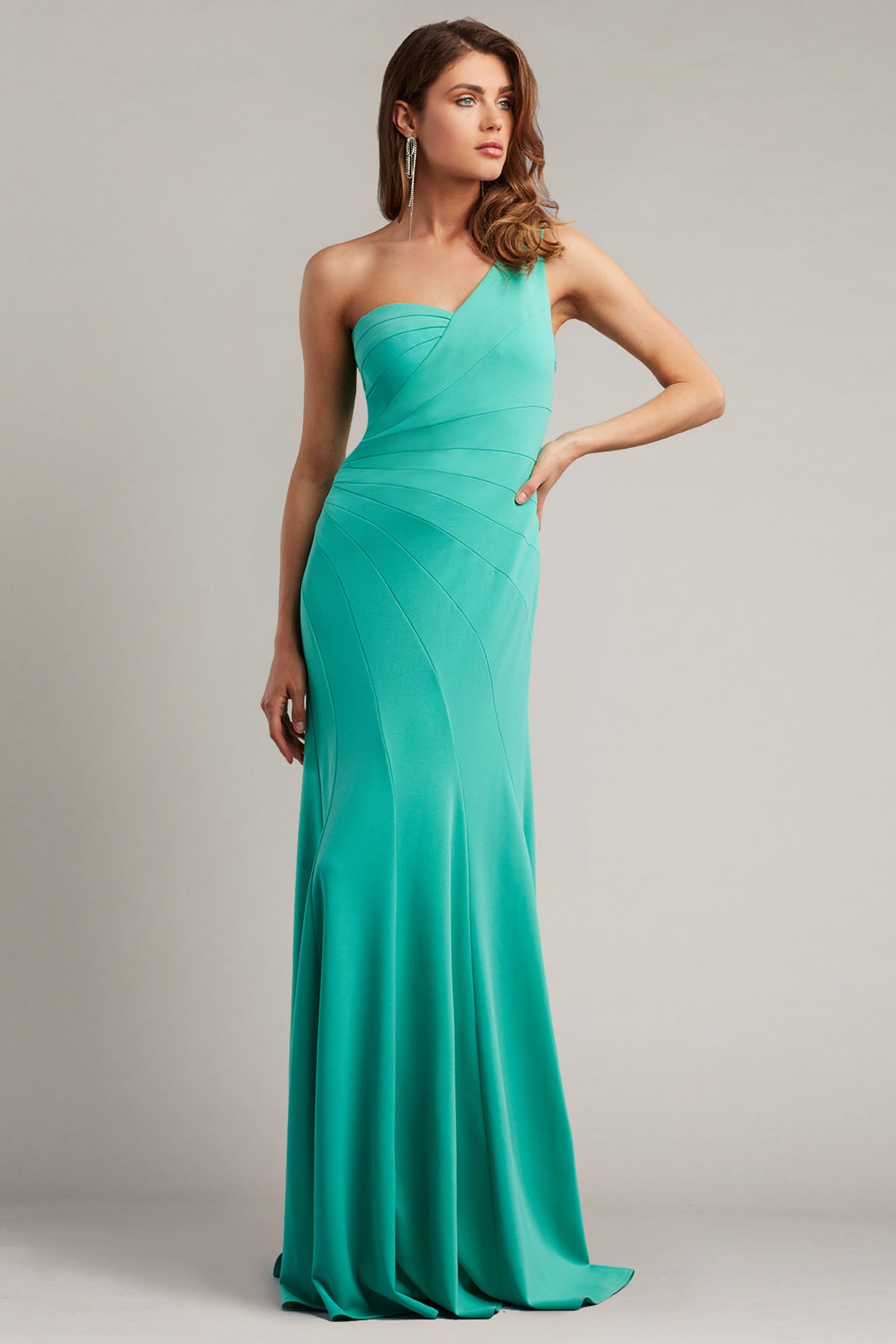 Tadashi Shoji Tek Omuz Maxi Abiye Elbise-Libas Trendy Fashion Store