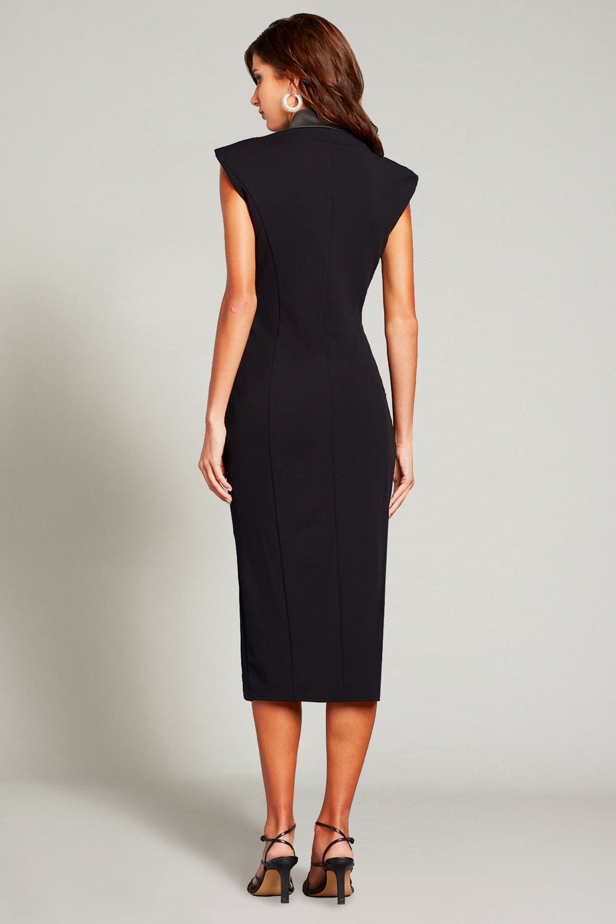 Tadashi Shoji Saten Yaka Midi Abiye Elbise-Libas Trendy Fashion Store