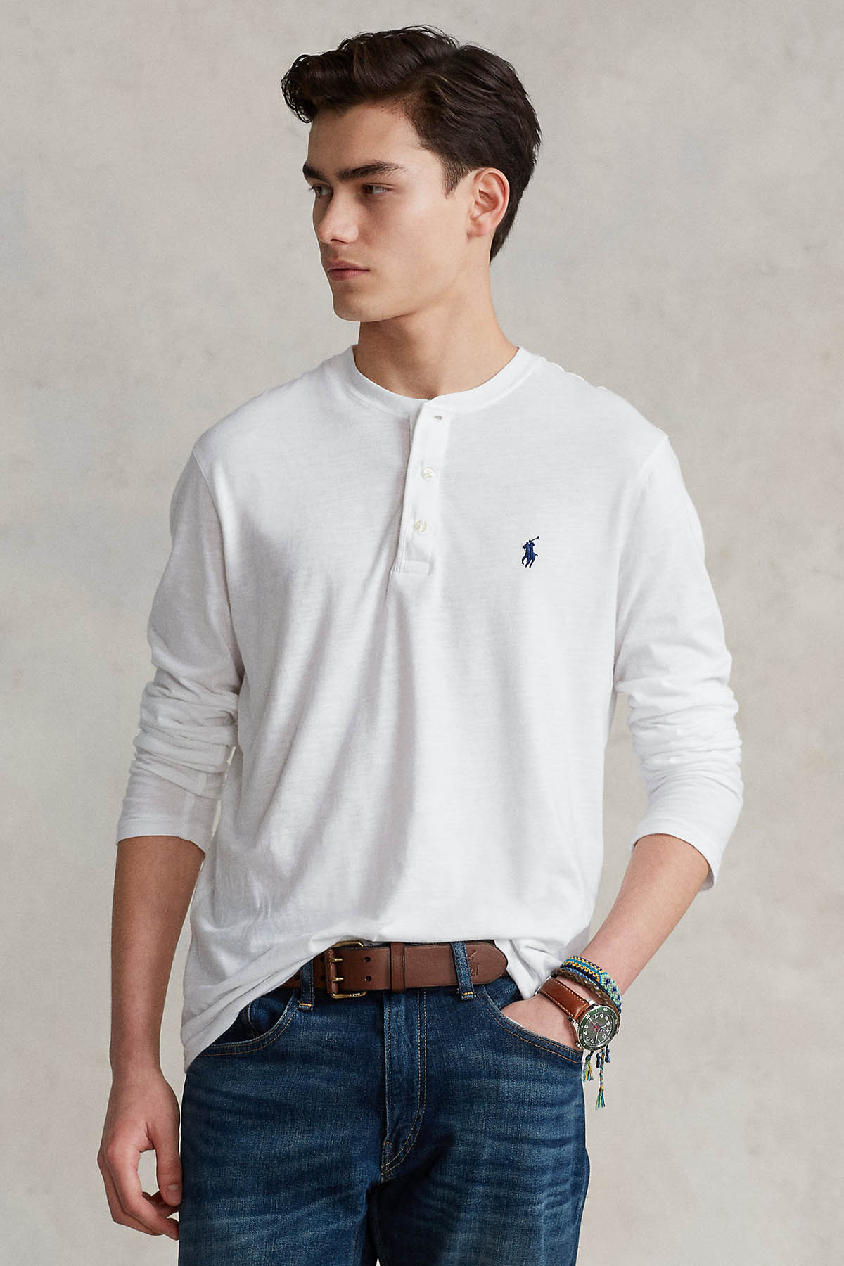 Polo Ralph Lauren Yuvarlak Düğmeli Hakim Yaka Uzun Kollu T-shirt-Libas Trendy Fashion Store