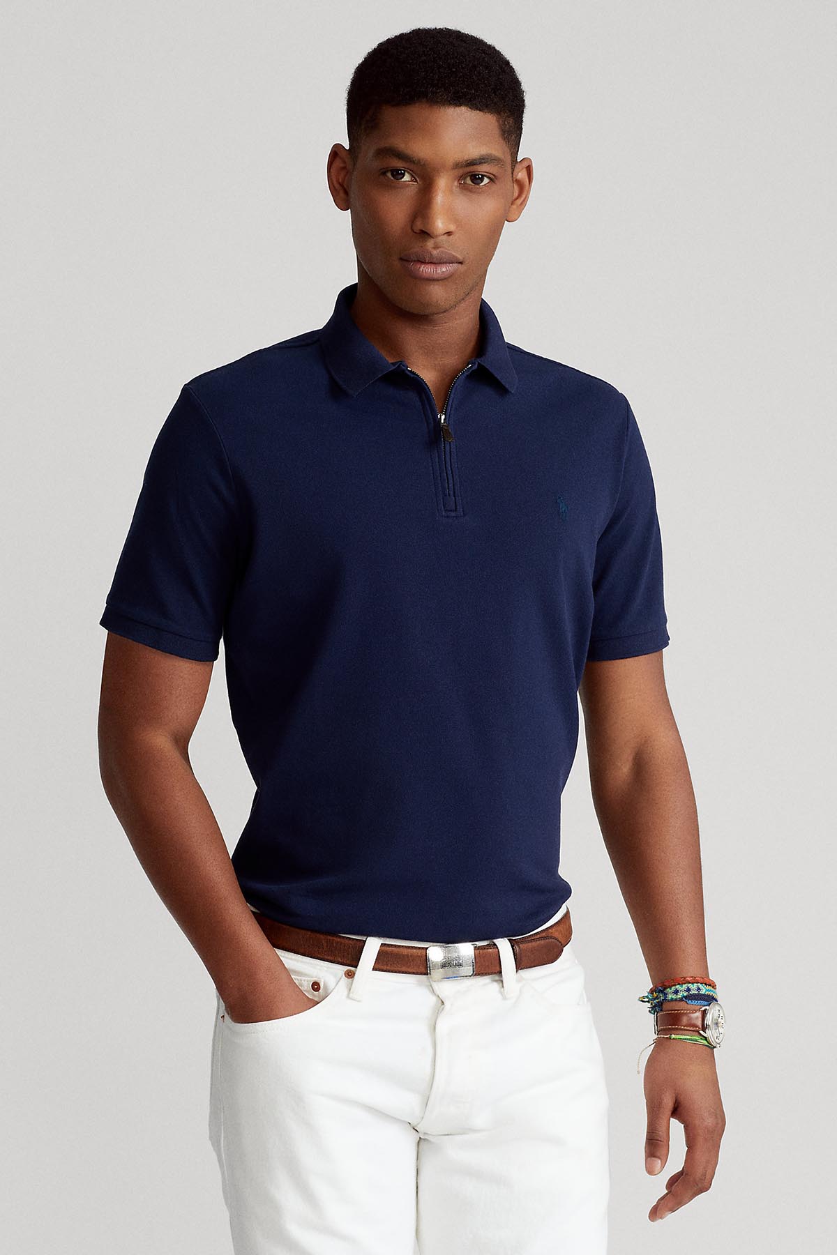 Polo Ralph Lauren Custom Slim Fit Stretch Mesh Fermuarlı Polo Yaka T-shirt-Libas Trendy Fashion Store