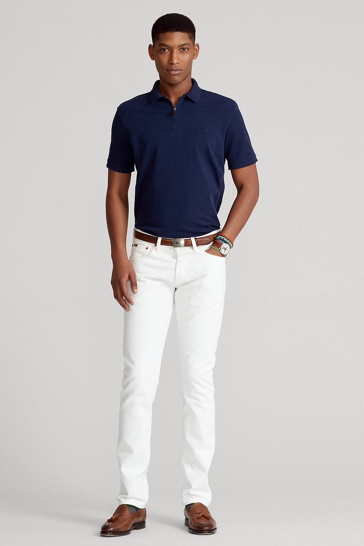 Polo Ralph Lauren Custom Slim Fit Stretch Mesh Fermuarlı Polo Yaka T-shirt-Libas Trendy Fashion Store