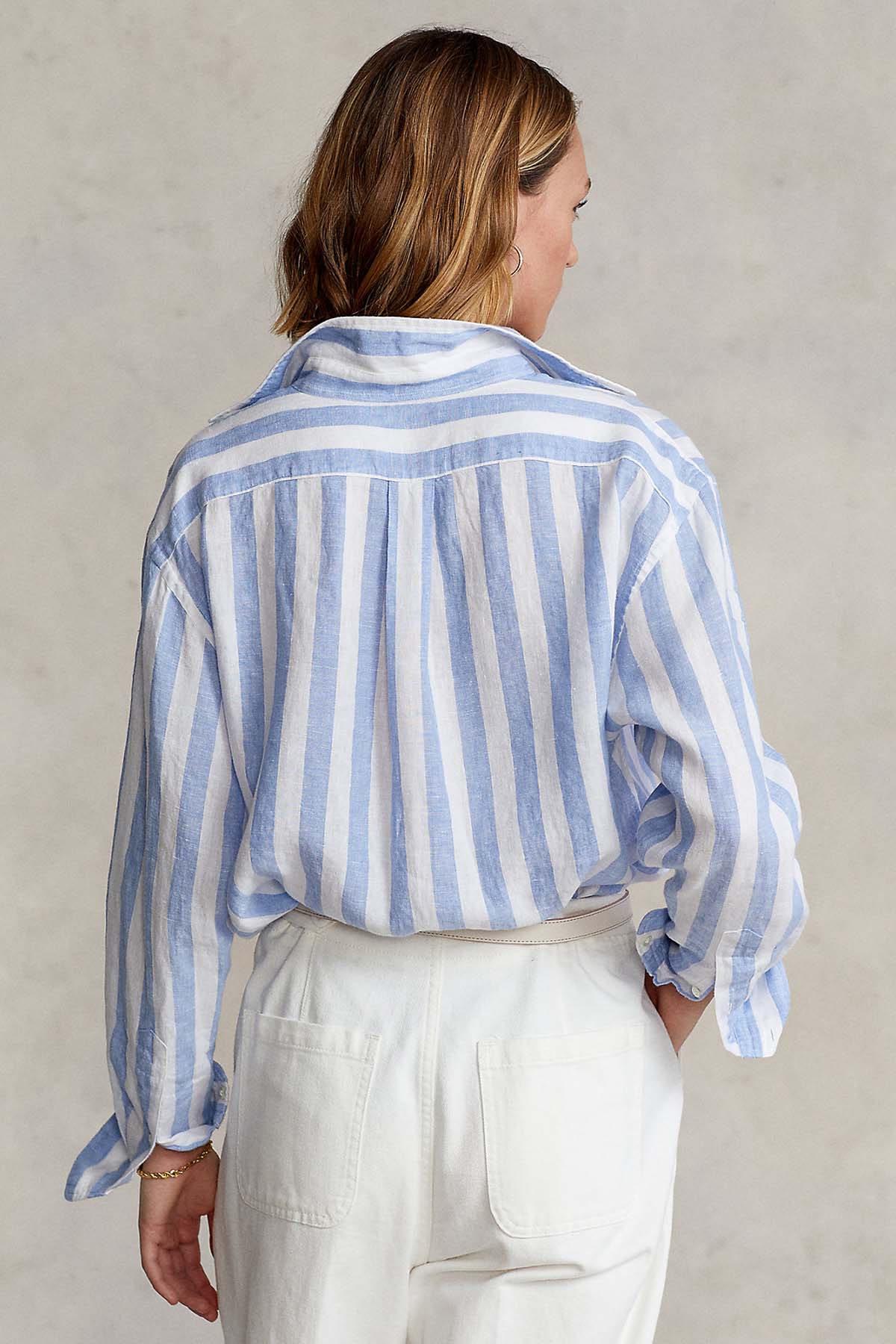 Polo Ralph Lauren Geniş Kesim Çizgili Büyük Cepli Keten Gömlek-Libas Trendy Fashion Store