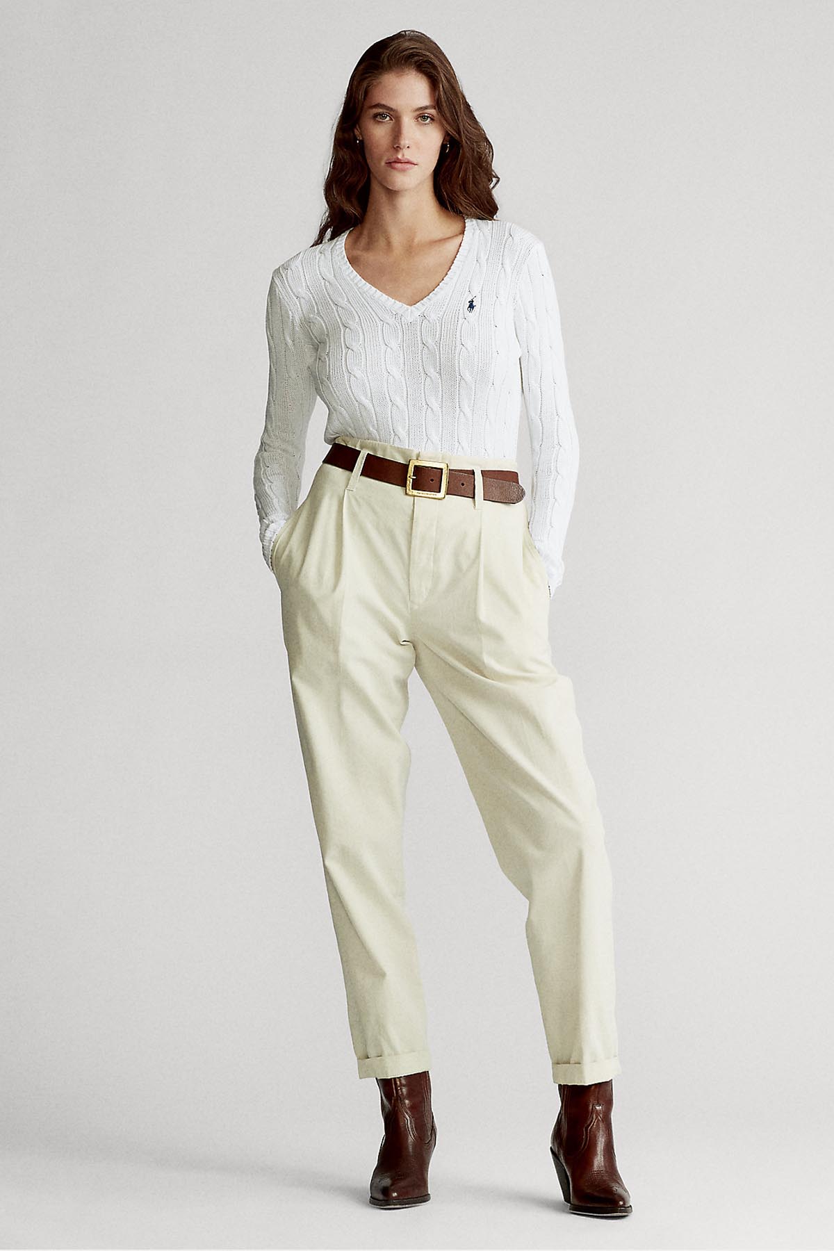 Polo Ralph Lauren Pima Cotton Slim Fit V Yaka Saç Örgü Triko-Libas Trendy Fashion Store