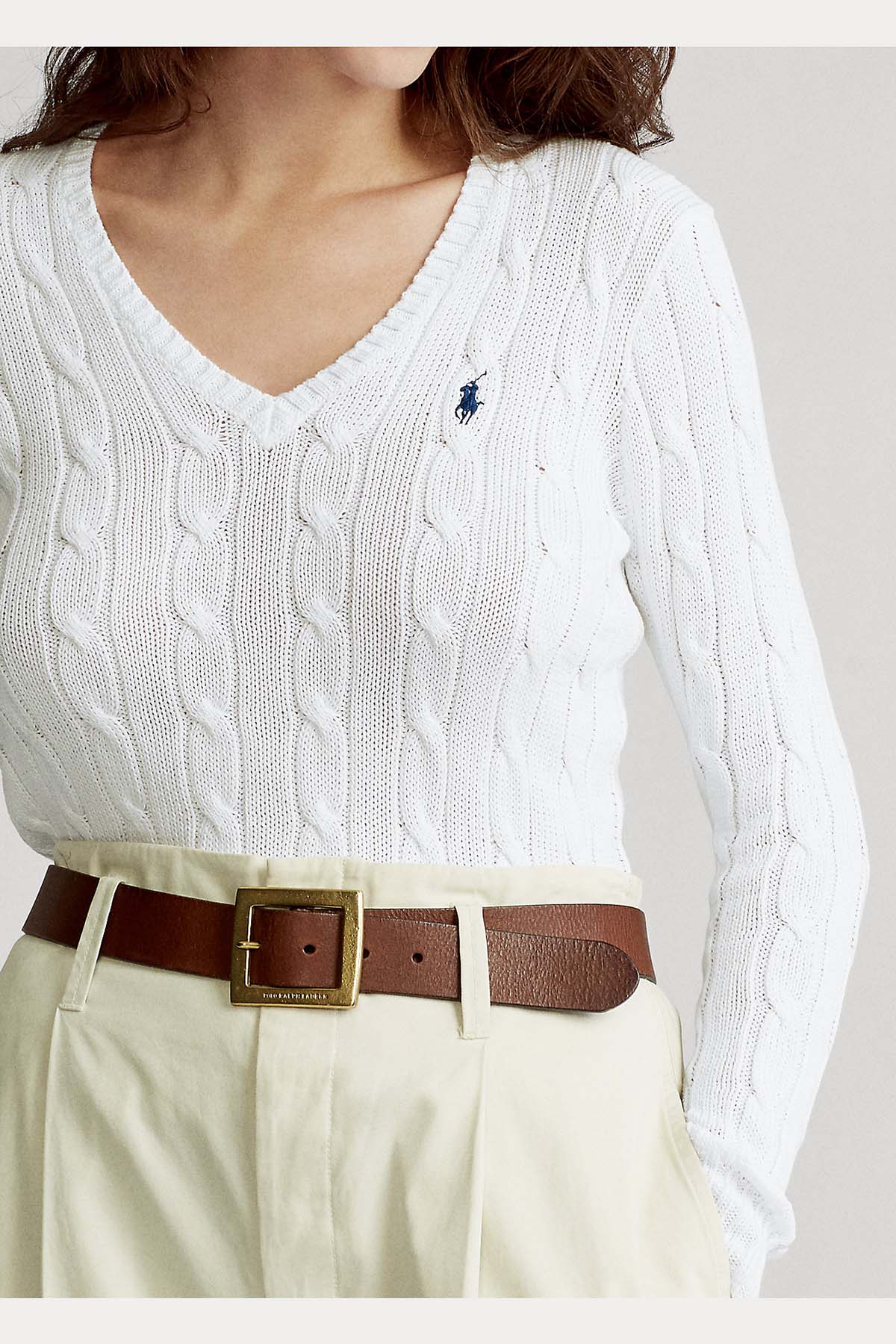 Polo Ralph Lauren Pima Cotton Slim Fit V Yaka Saç Örgü Triko-Libas Trendy Fashion Store