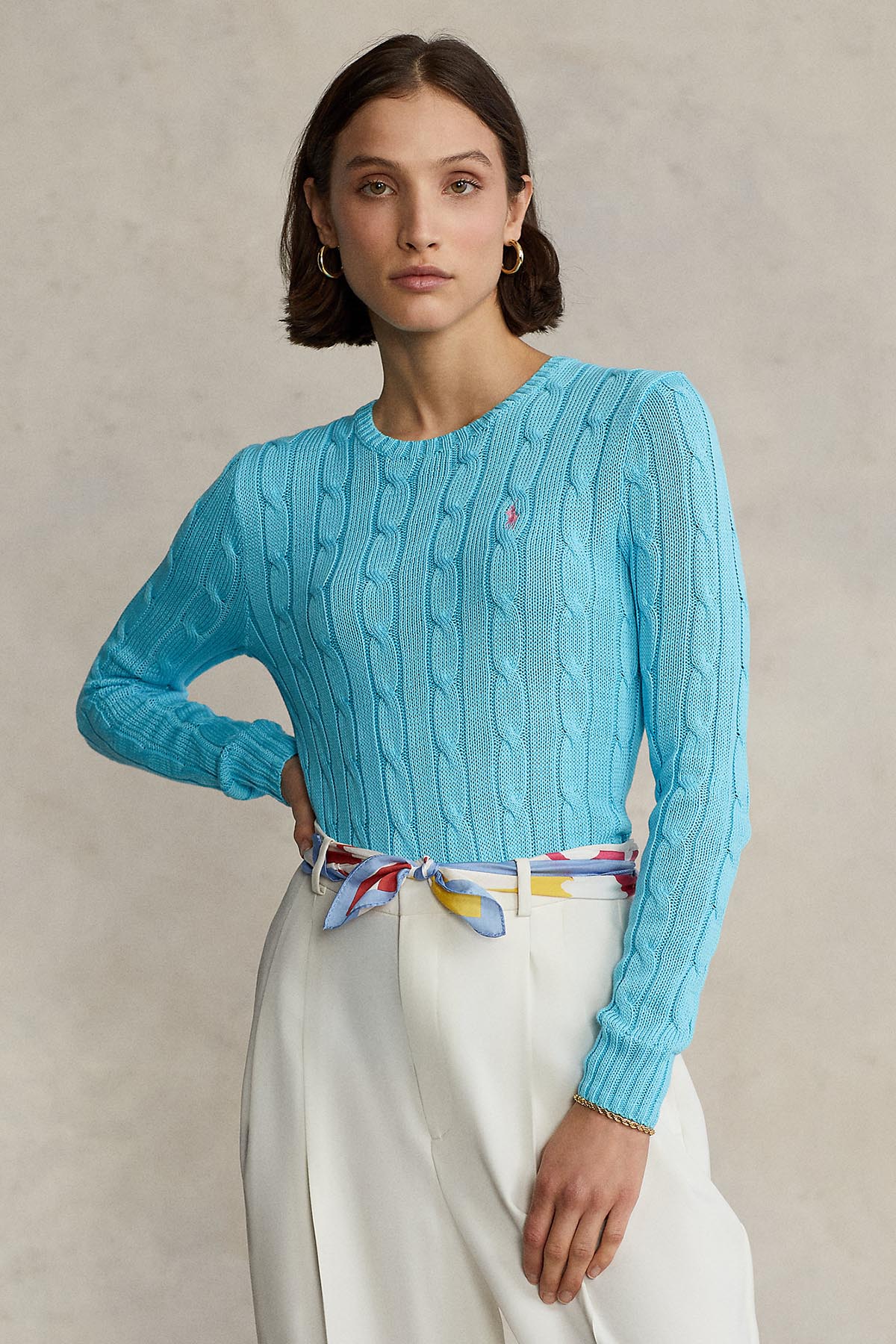 Polo Ralph Lauren Pima Cotton Slim Fit Yuvarlak Yaka Saç Örgü Triko-Libas Trendy Fashion Store