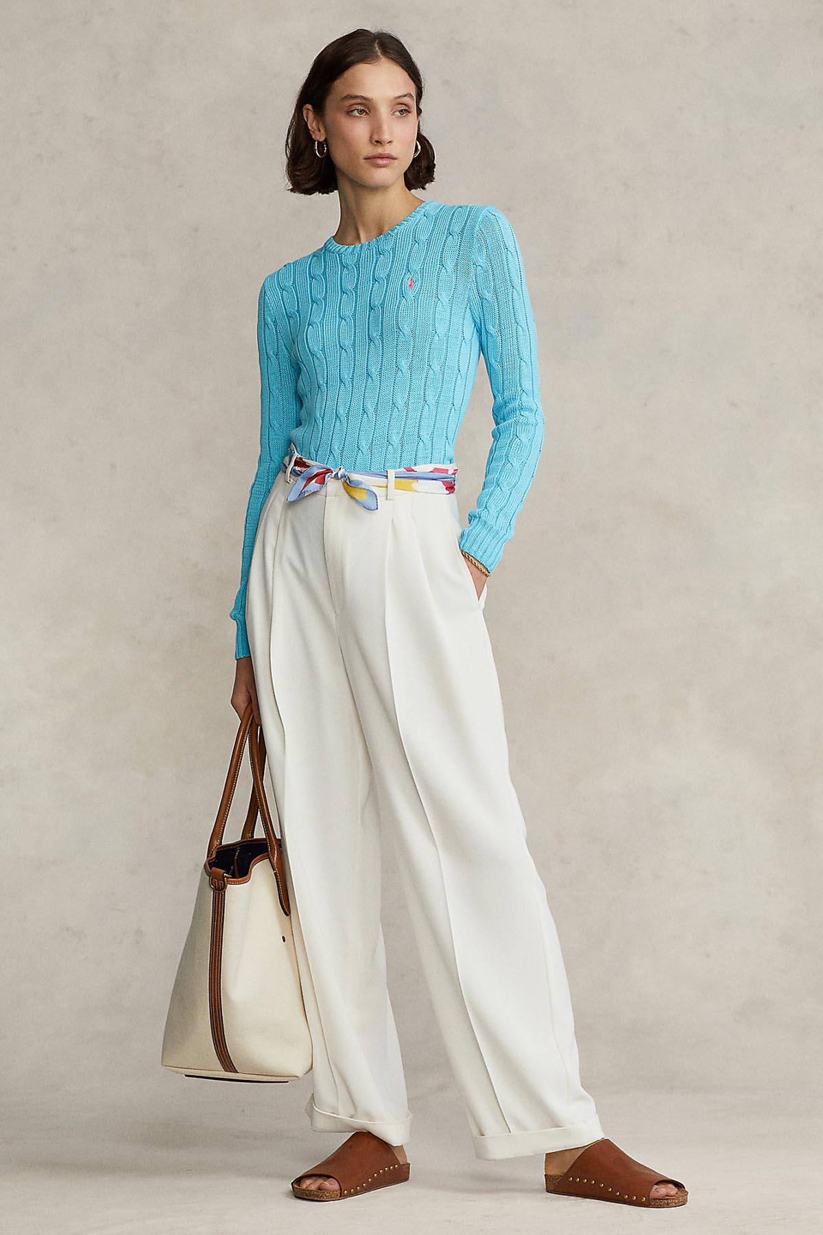 Polo Ralph Lauren Pima Cotton Slim Fit Yuvarlak Yaka Saç Örgü Triko-Libas Trendy Fashion Store