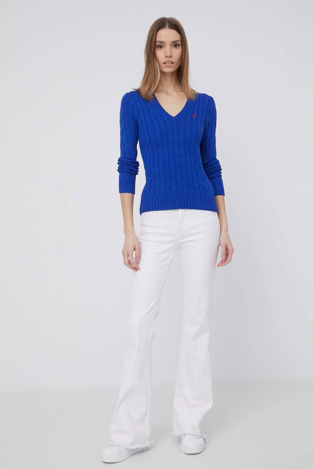 Polo Ralph Lauren Pima Cotton Slim Fit V Yaka Saç Örgü Triko-Libas Trendy Fashion Store